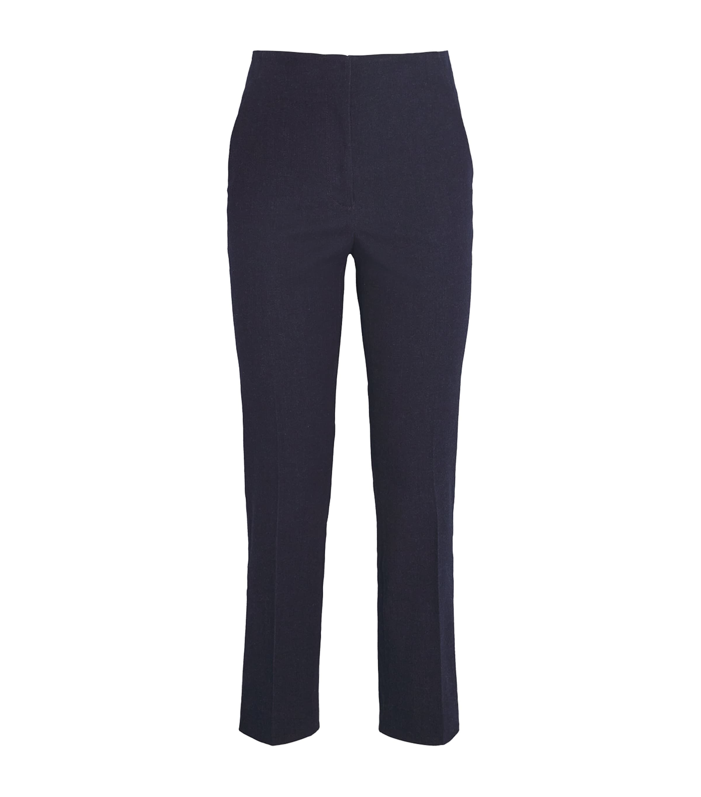 Shop Veronica Beard Denim Cropped Chiara Trousers In Navy