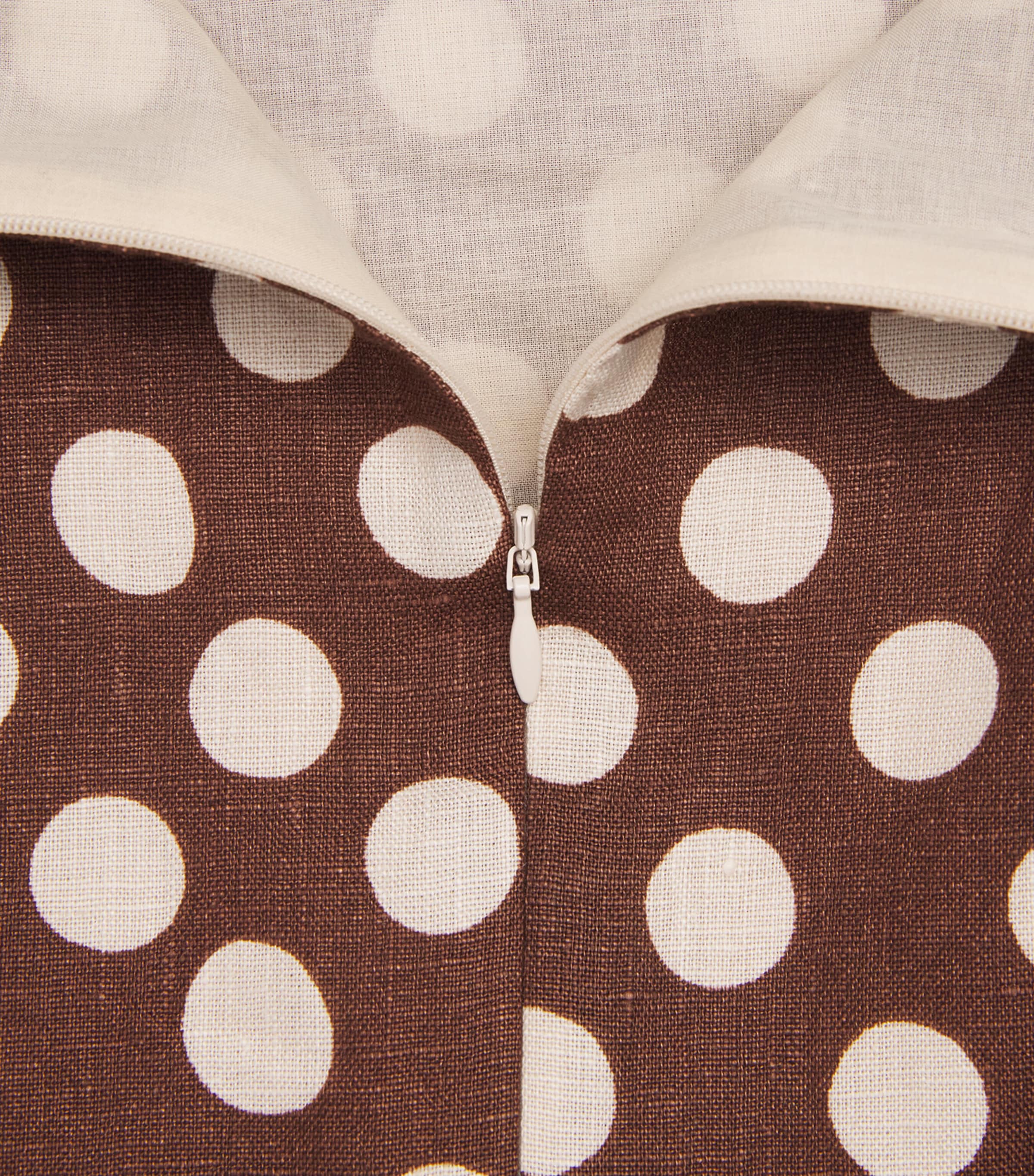 FAITHFULL Womens Linen Polka-Dot Lydie Mini Dress Cioccolato Dot Image 6