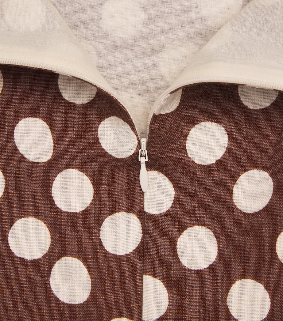 FAITHFULL Womens Linen Polka-Dot Lydie Mini Dress Cioccolato Dot Image 6