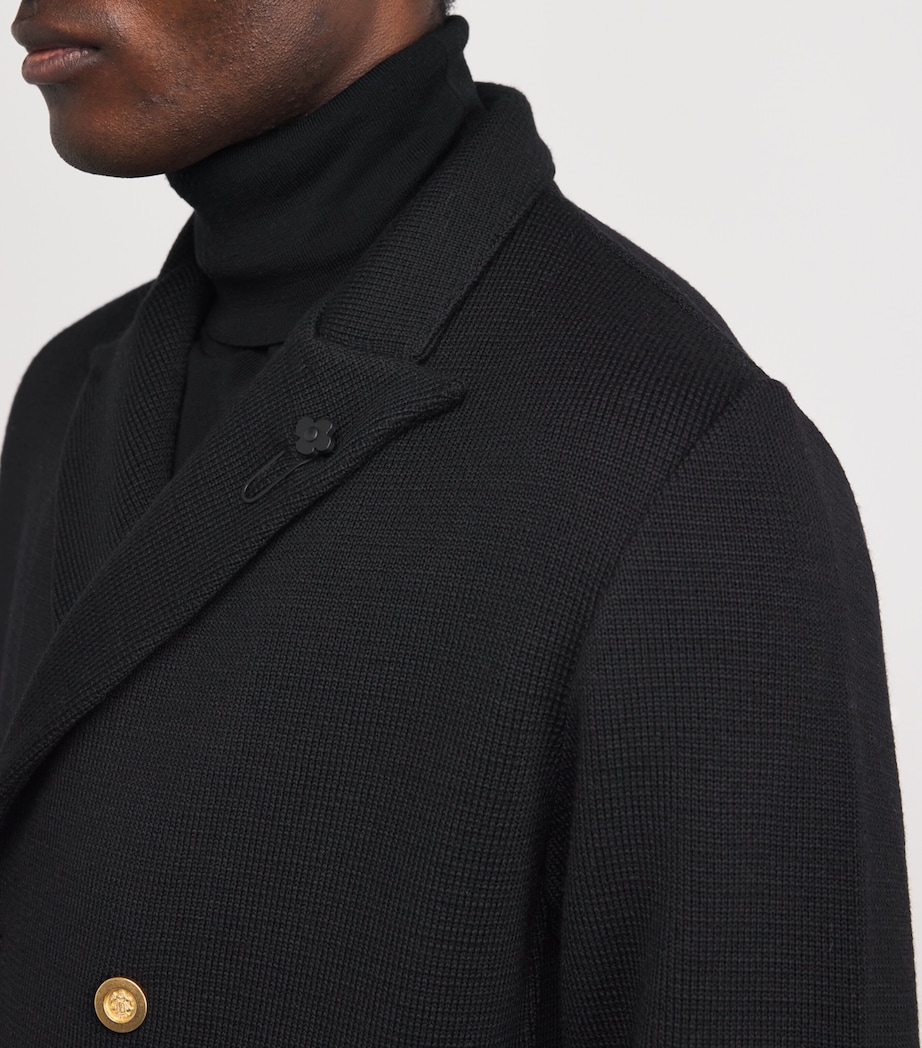 Virgin Wool Knitted Blazer 999 BLACK Image 6