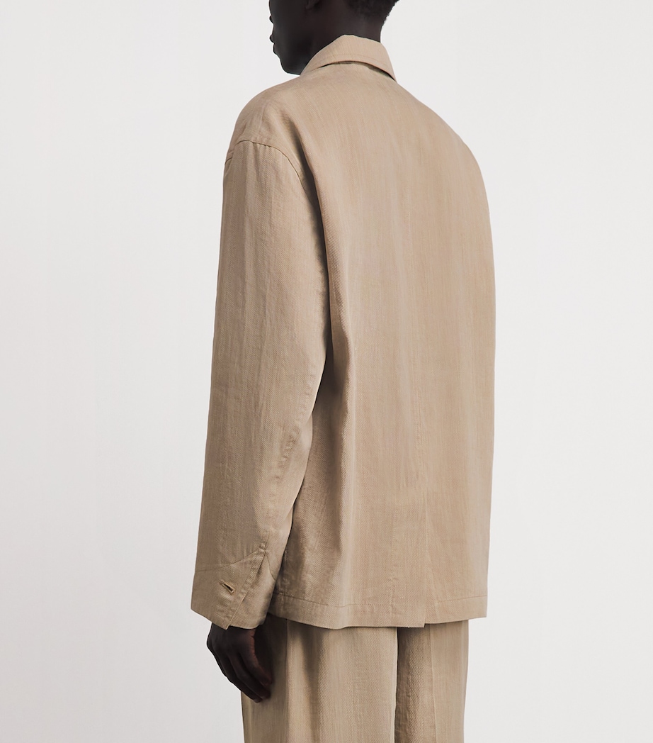 Jacquemus Mens Linen-Blend Boxy Blazer Beige Image 5