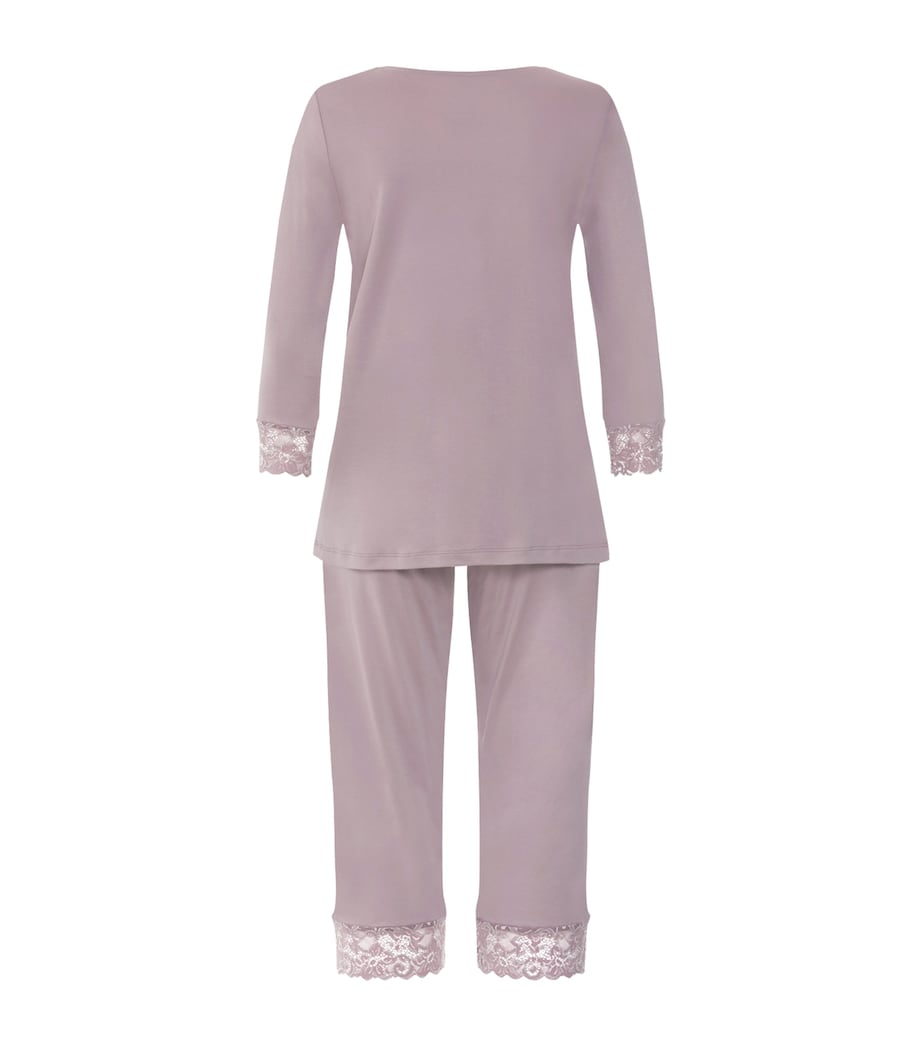 Hanro Womens Lace-Trim Moments Pyjama Set Stormy Rose Image 3