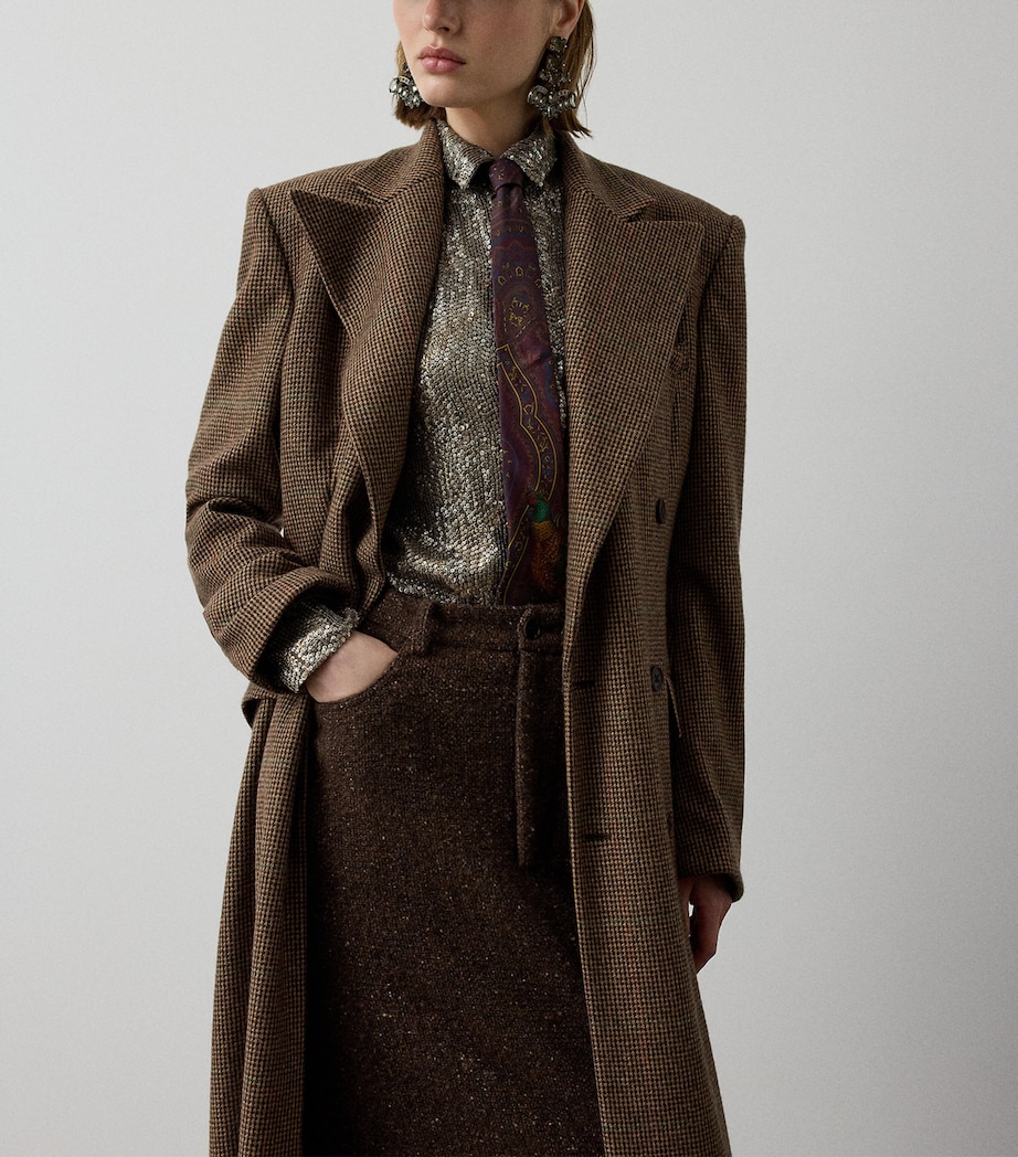Ralph Lauren Collection Womens Tweed Overcoat Brown Multi Image 2