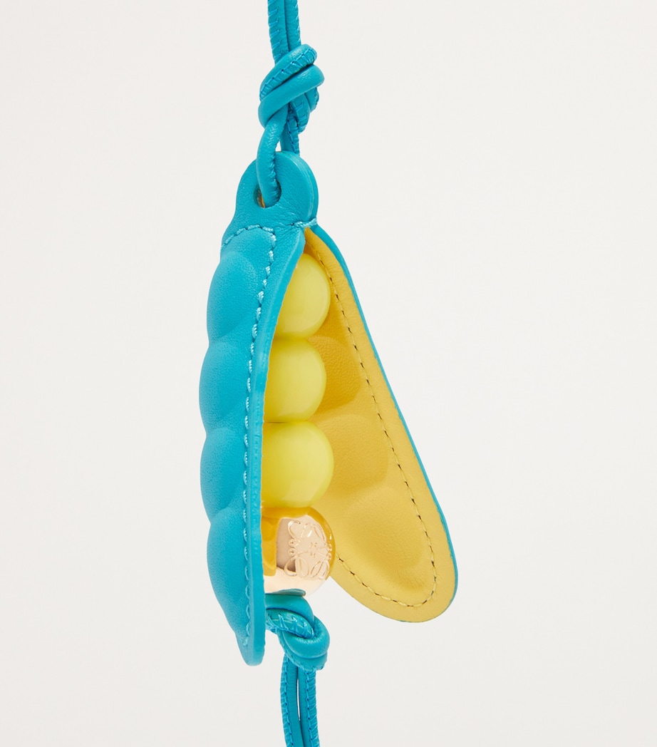 Leather Pea Pod Charm DEEP TURQUOISE/BABY Image 2