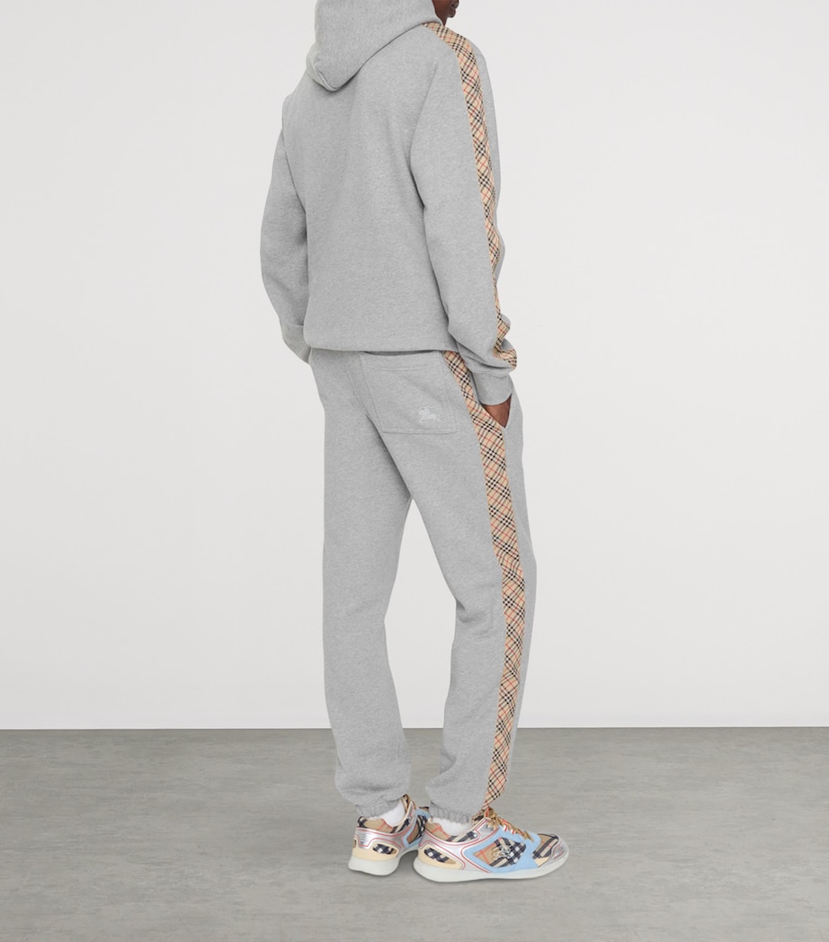 Cotton Check-Stripe Slim Sweatpants PALE GREY MELANGE Image 3