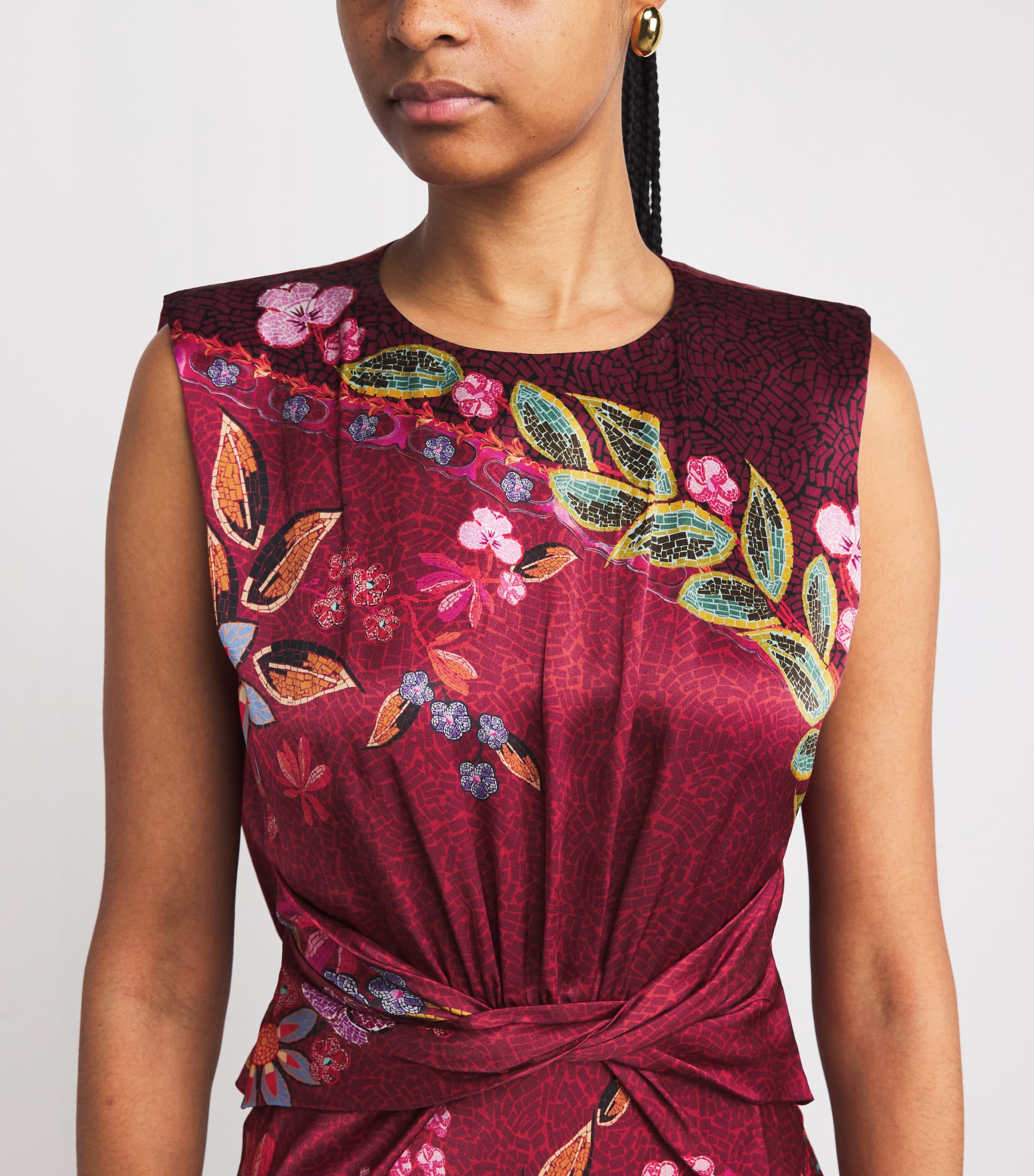 Saloni Womens Satin Terrazzo Print Gwen Midi Dress Garnet Terrazzo Image 6
