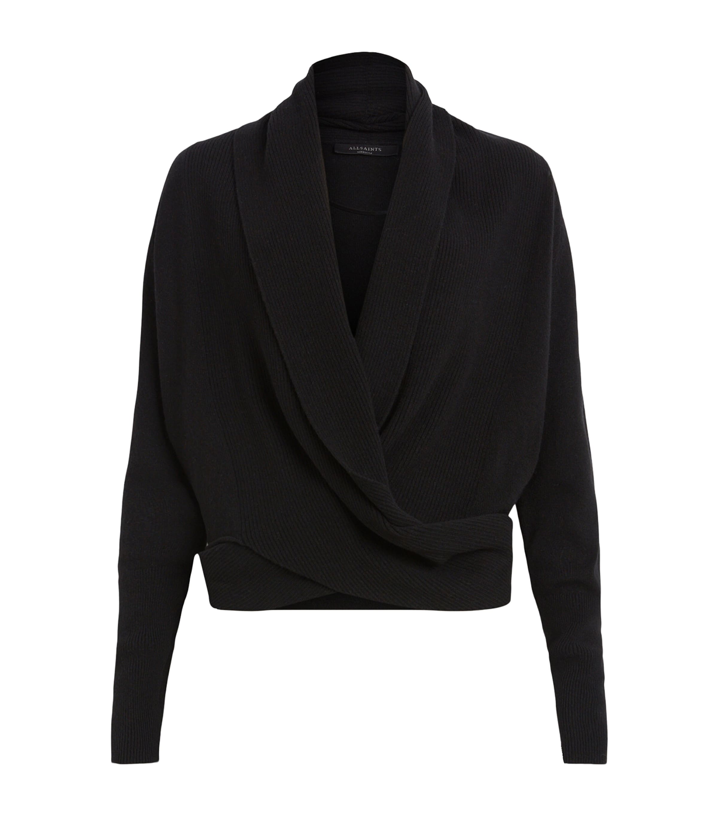 Allsaints Wasson Pirate Wool Cardigan In Black