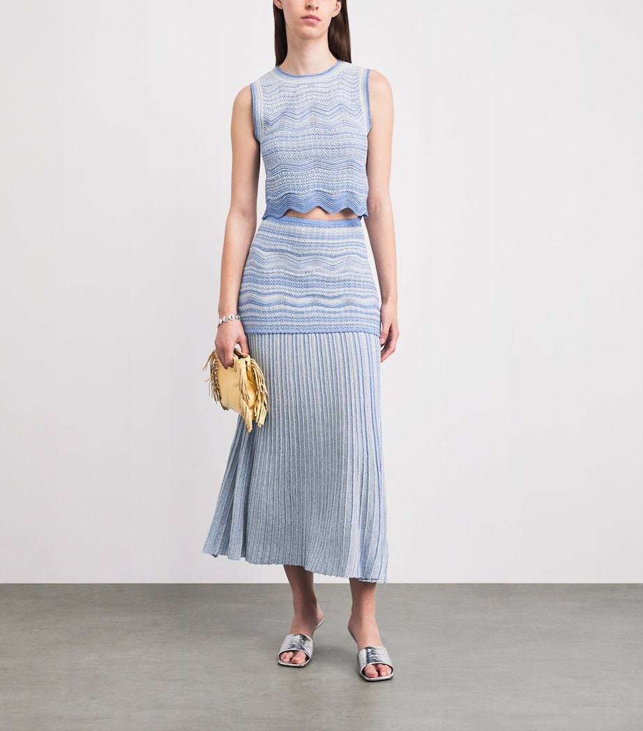 Sandro Paris Womens Metallised Maxi Skirt Sky Blue Image 2