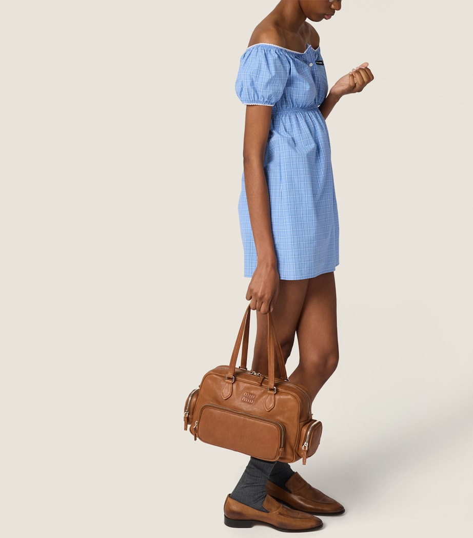 Miu Miu Womens Cotton Poplin Check Mini Dress Image 4