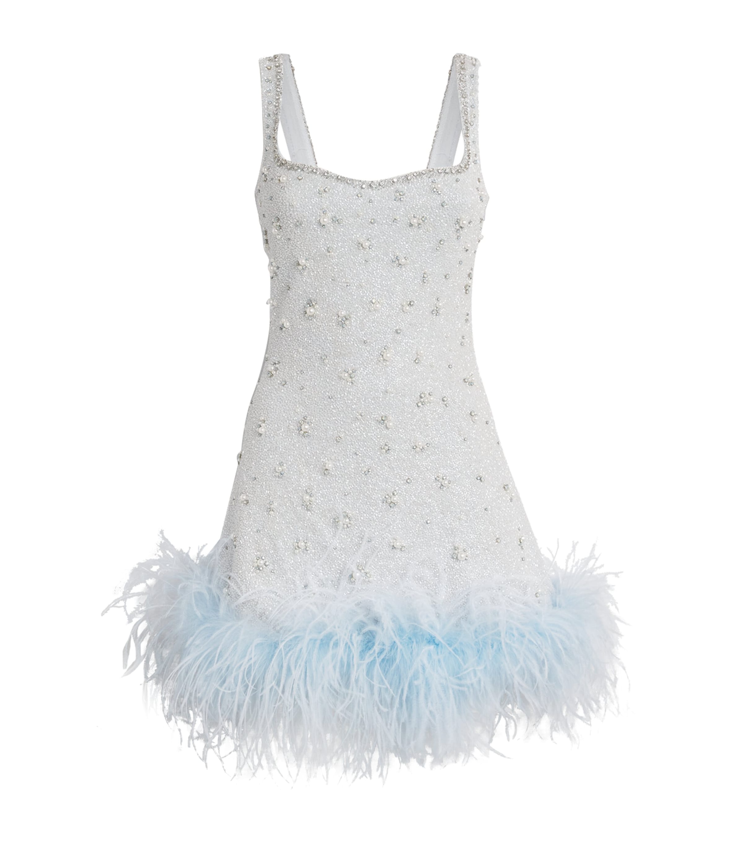 Clio Peppiatt Feather-trim Mini Dress In White