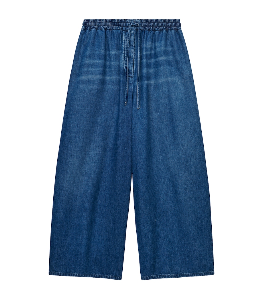 LOEWE Mens x Paula's Ibiza Cropped Wide-Leg Jeans Light Blue Image 1