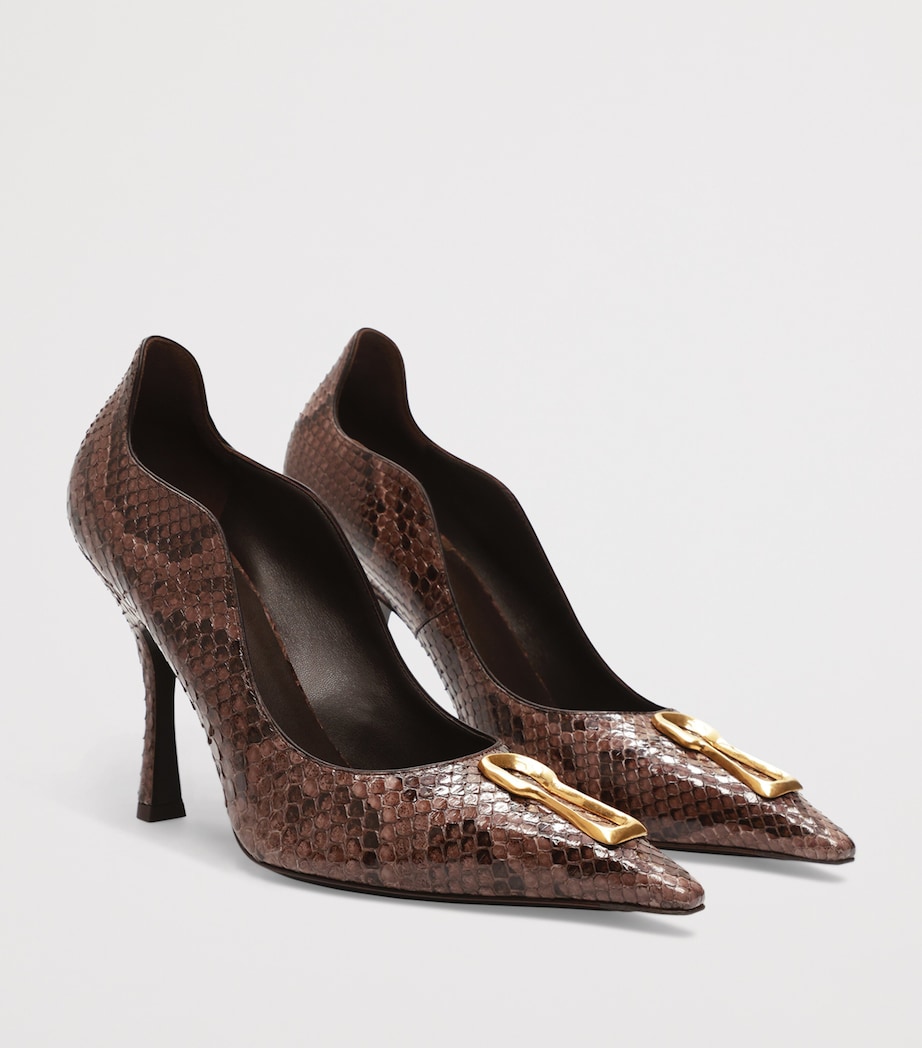 Python Skin Keyhole Pumps 105 800 BROWN Image 3