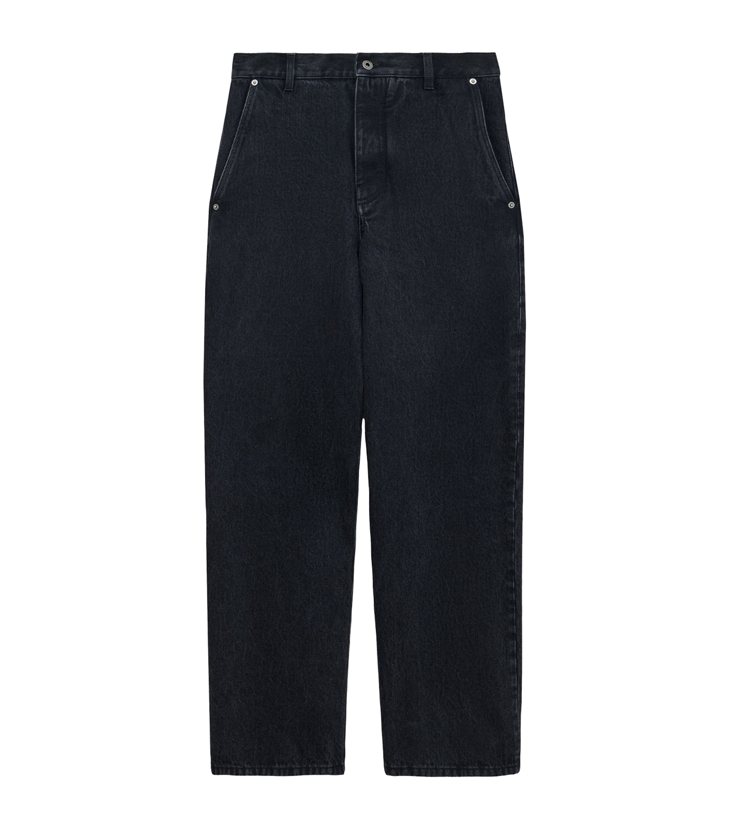 LOEWE Mens Leather-Trim Straight Jeans Black Image 1