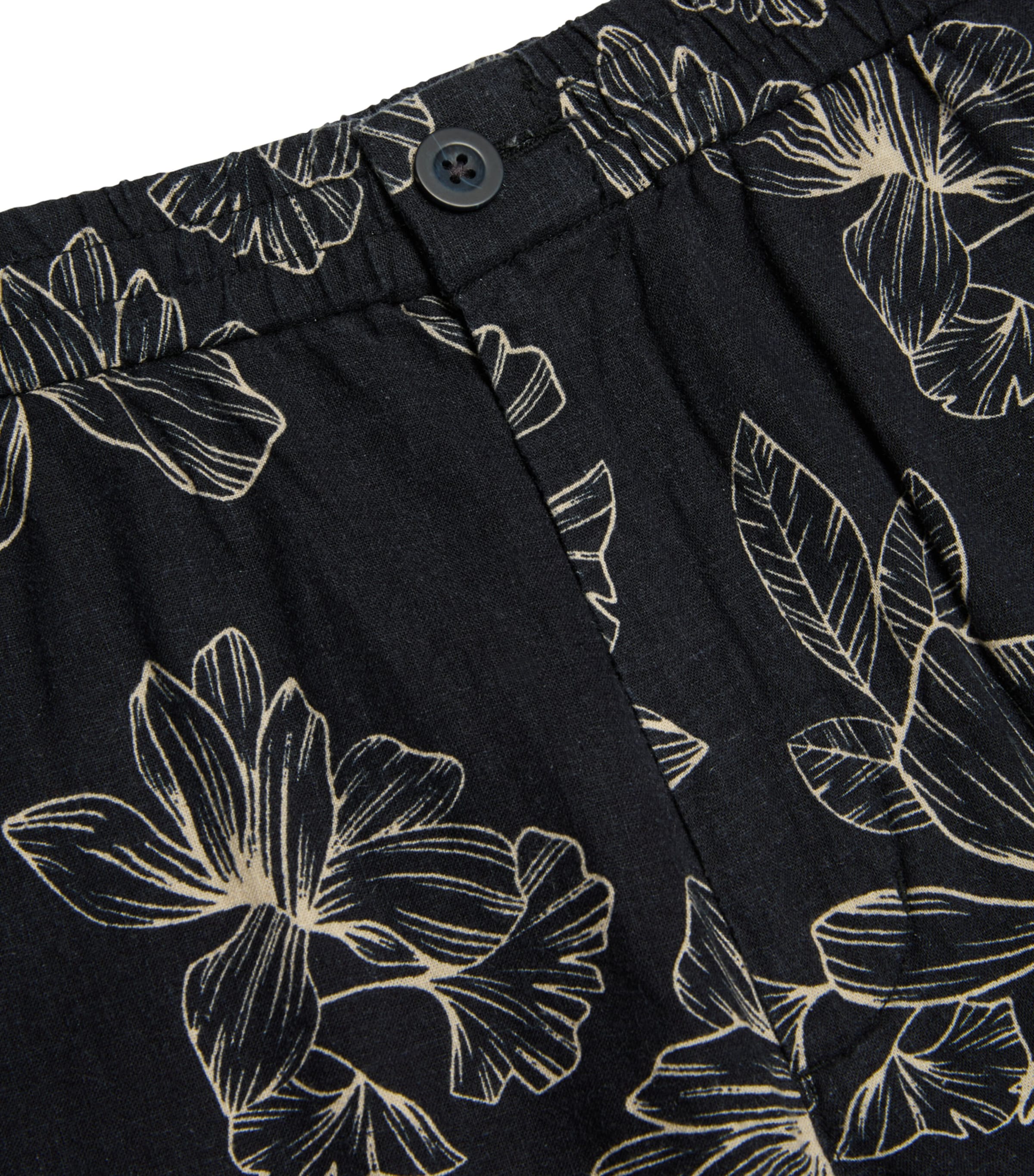 Vince Mens Linen-Blend Floral Cabana Shorts Costl/lt Sand Image 2