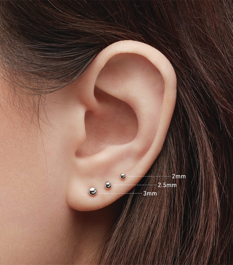 White Gold Ball Threaded Stud Earring (3mm) WHITE GOLD Image 3