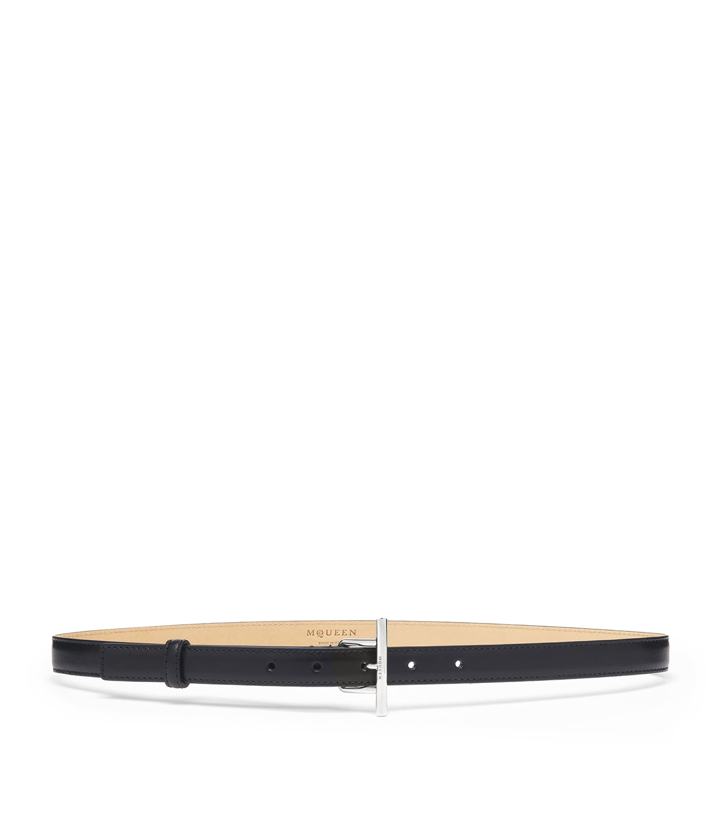 Shop Alexander Mcqueen Leather T-bar Belt In Black