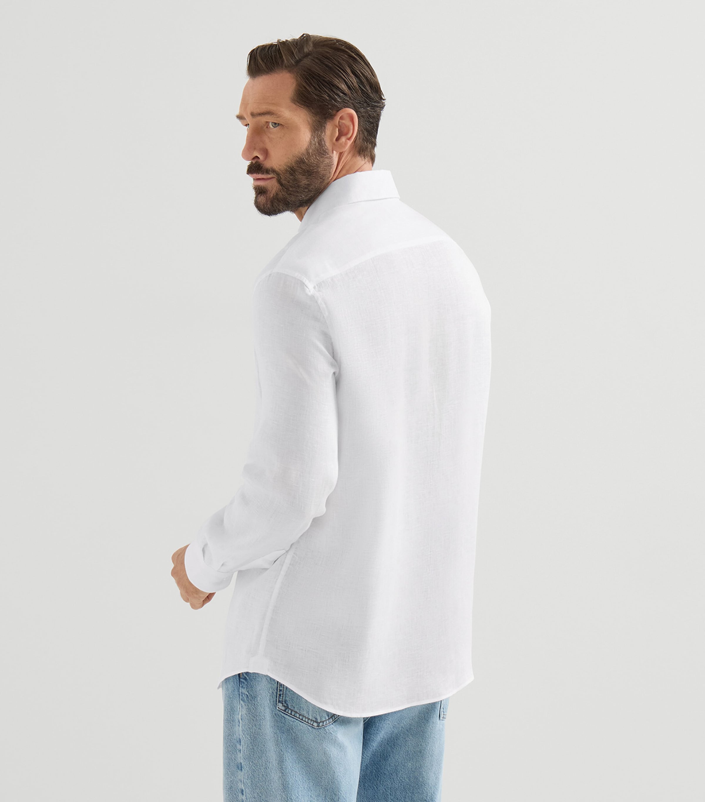 Brunello Cucinelli Mens Linen Long-Sleeve Shirt Image 5
