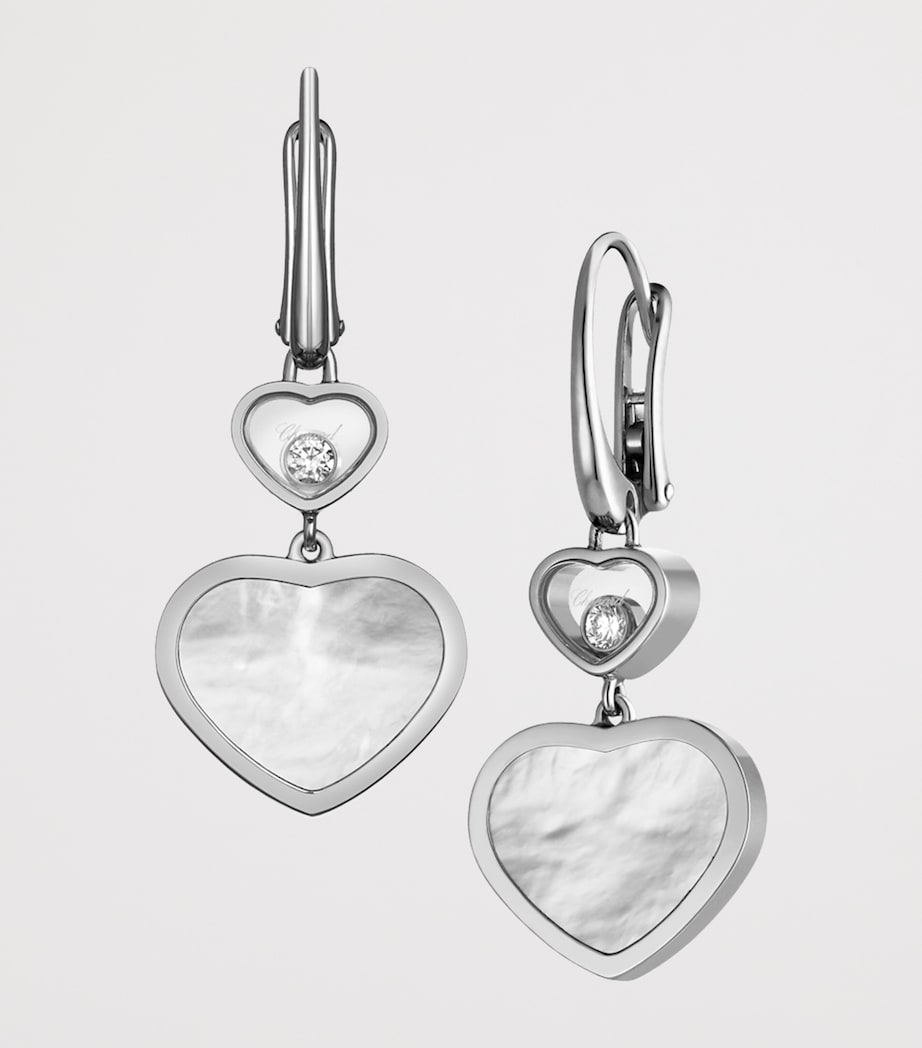 White Gold and Diamond Happy Hearts Drop Earrings 18K WHITE GOLD Image 2