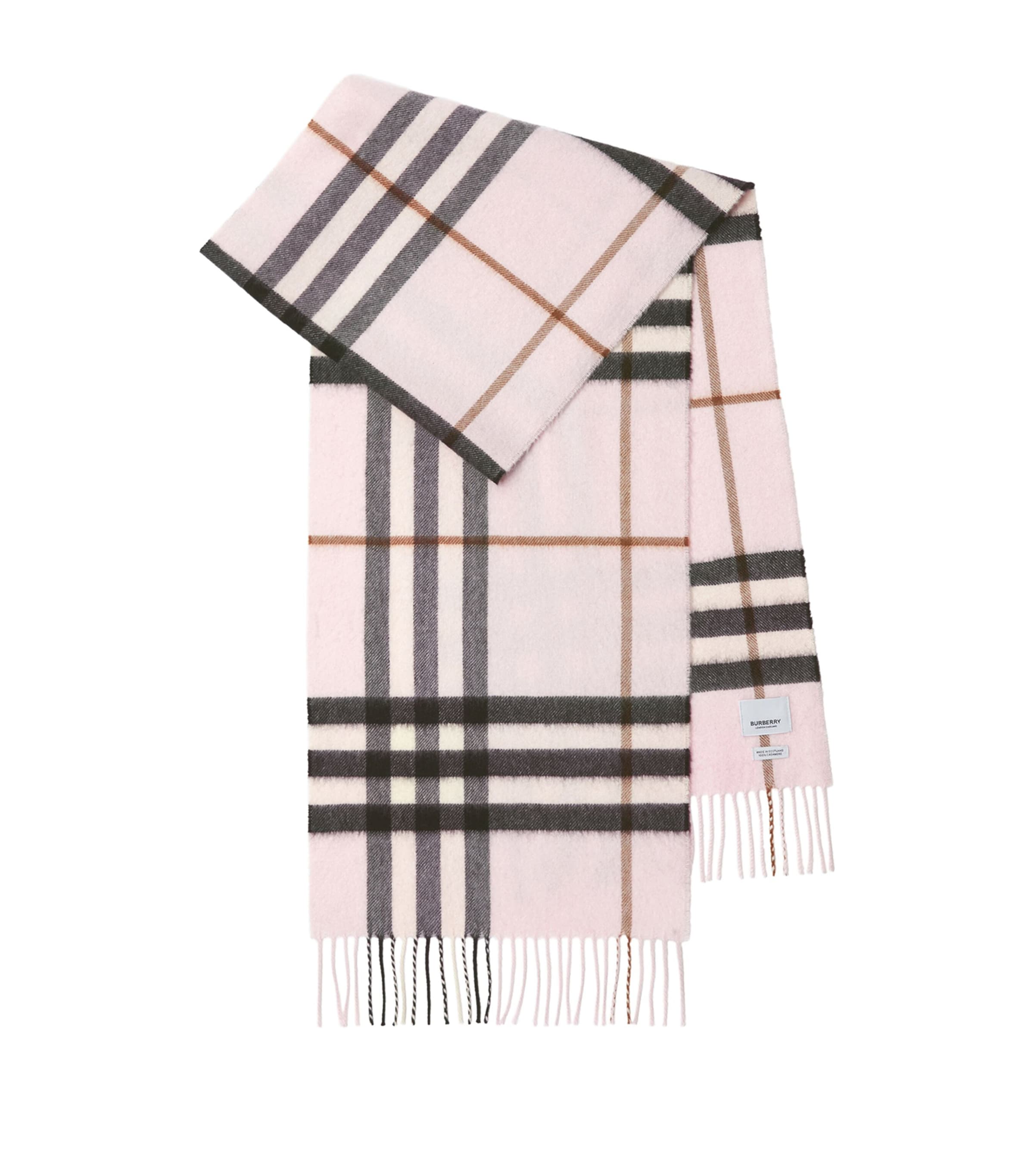 Cashmere Check Scarf PALE CANDY PINK Image 1