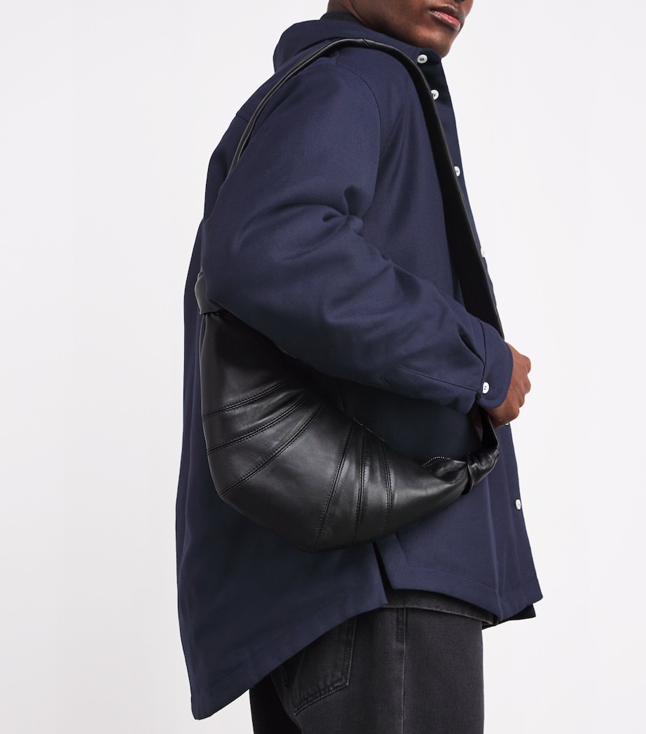 Small Nappa Leather Croissant Cross-Body Bag BK999/BLACK Image 2