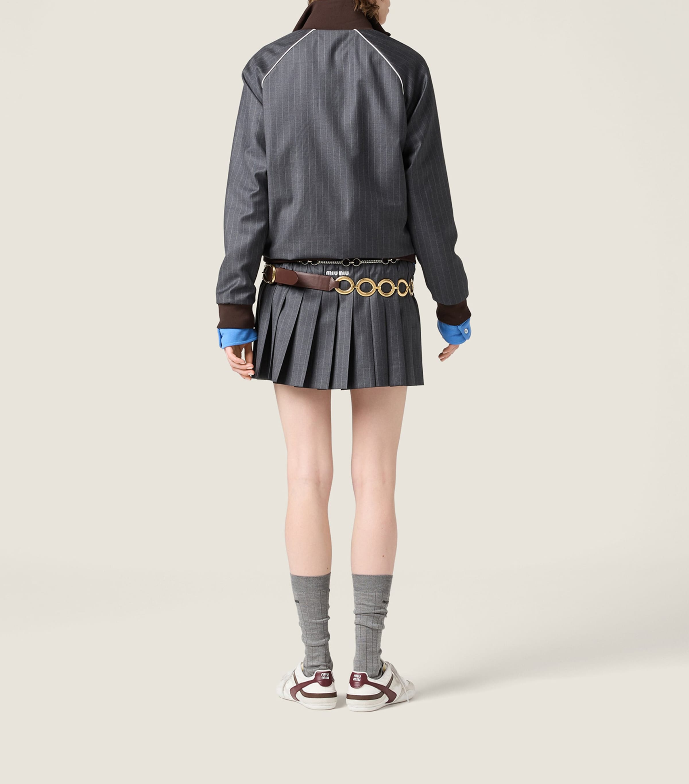 Wool Pinstripe Bomber Jacket F0480 Image 3