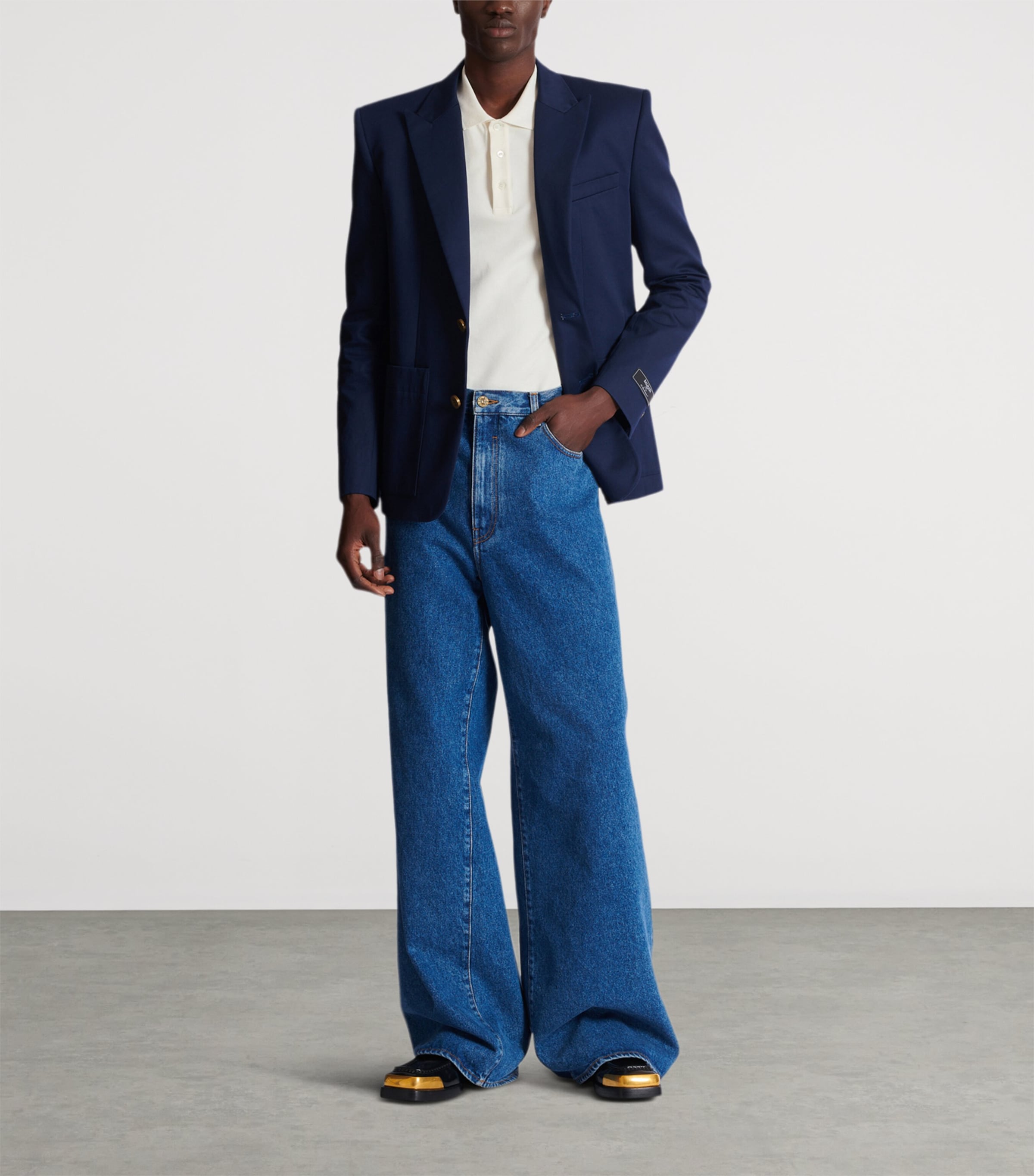 Cotton Monogram Polo Shirt GAB BLANC/NOIR Image 3