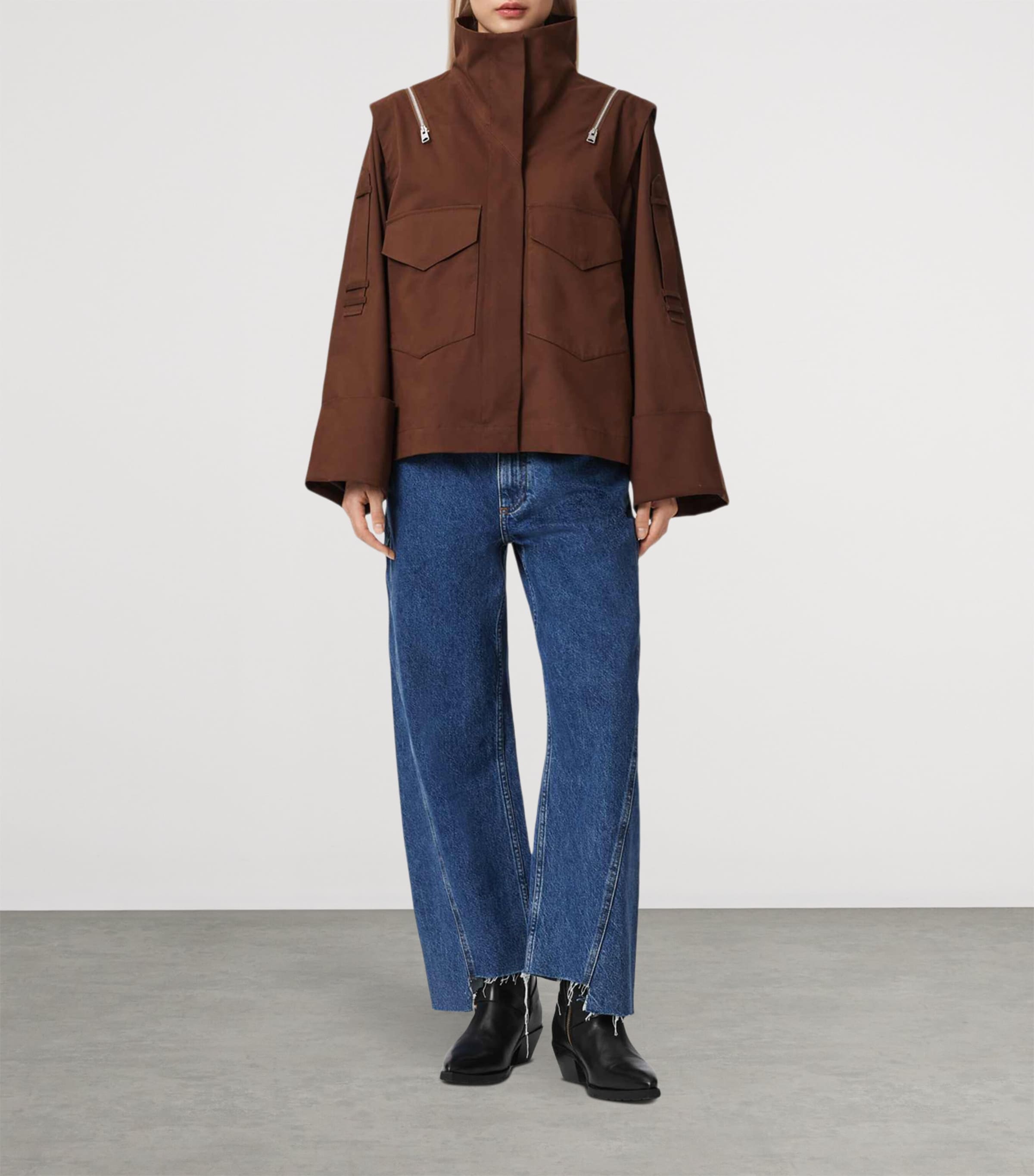 AllSaints Womens Cotton Leighton Utility Jacket Penny Brown Image 2