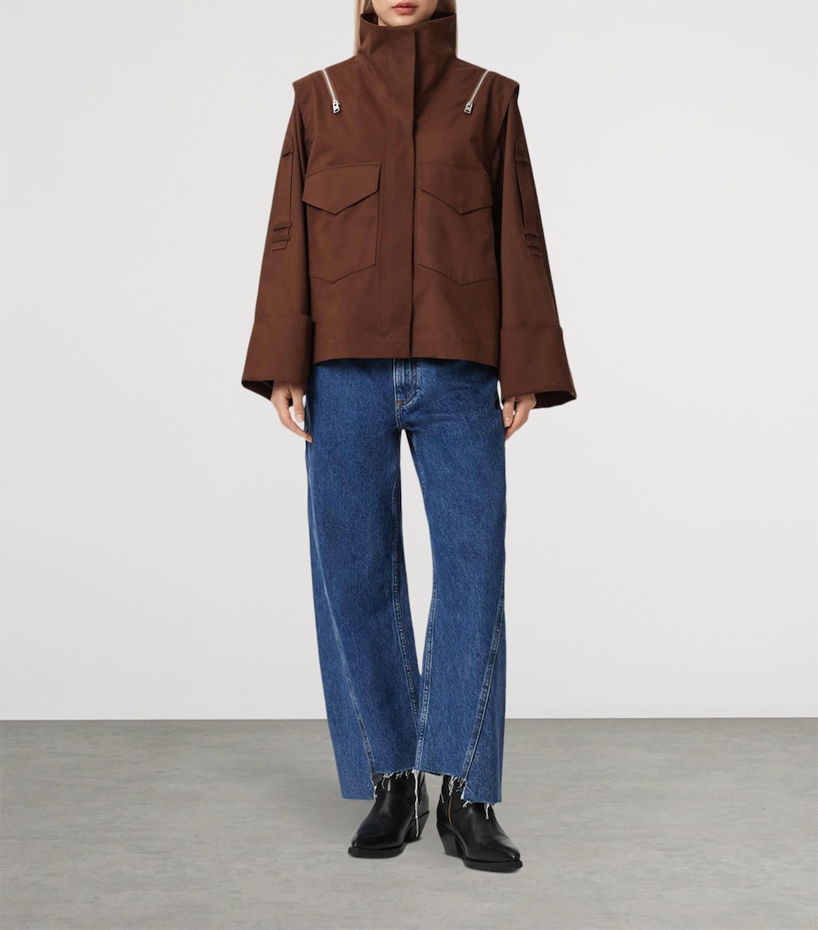 AllSaints Womens Cotton Leighton Utility Jacket Penny Brown Image 2