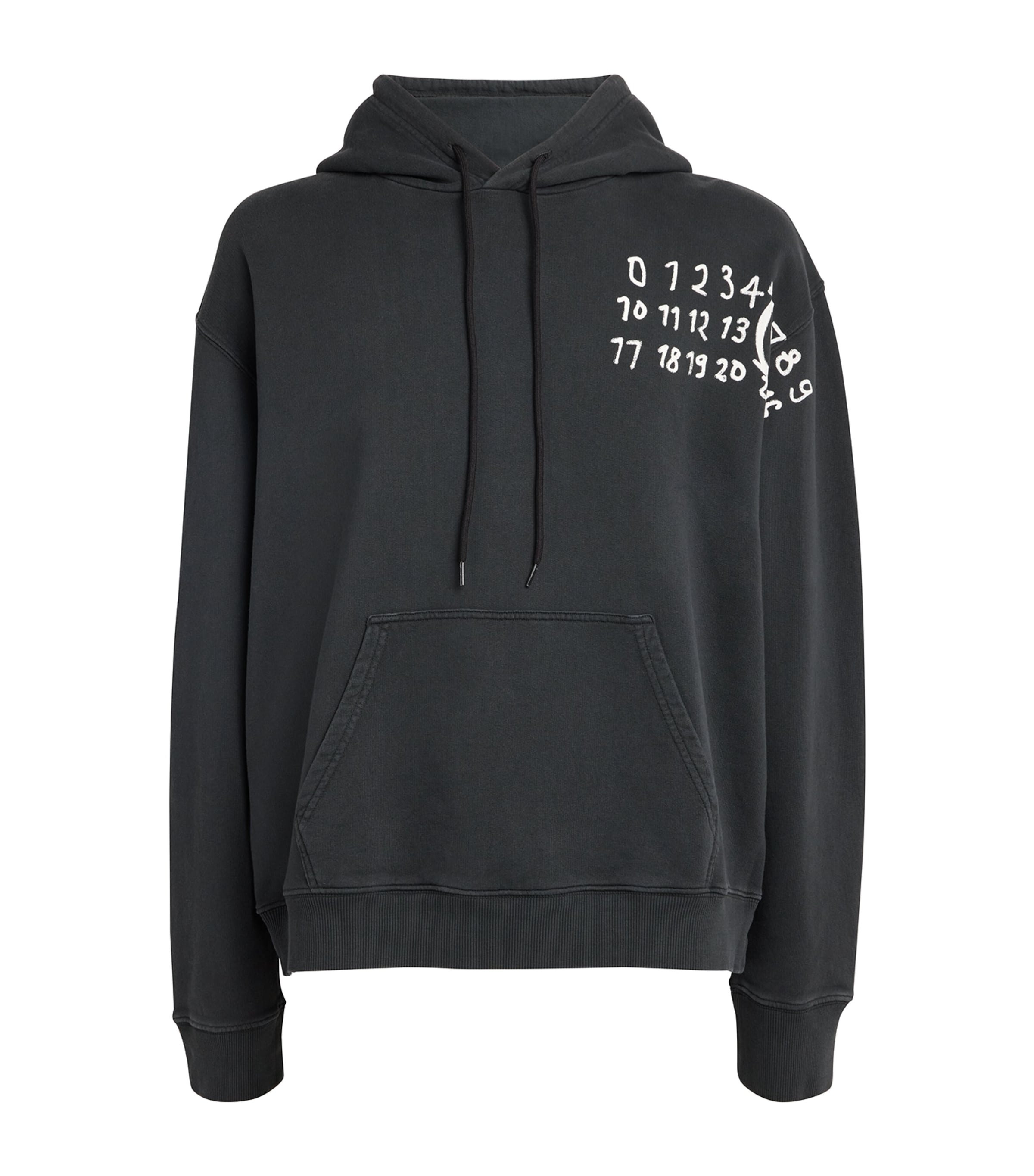 Shop Mm6 Maison Margiela Cotton Numeric Hoodie In Black