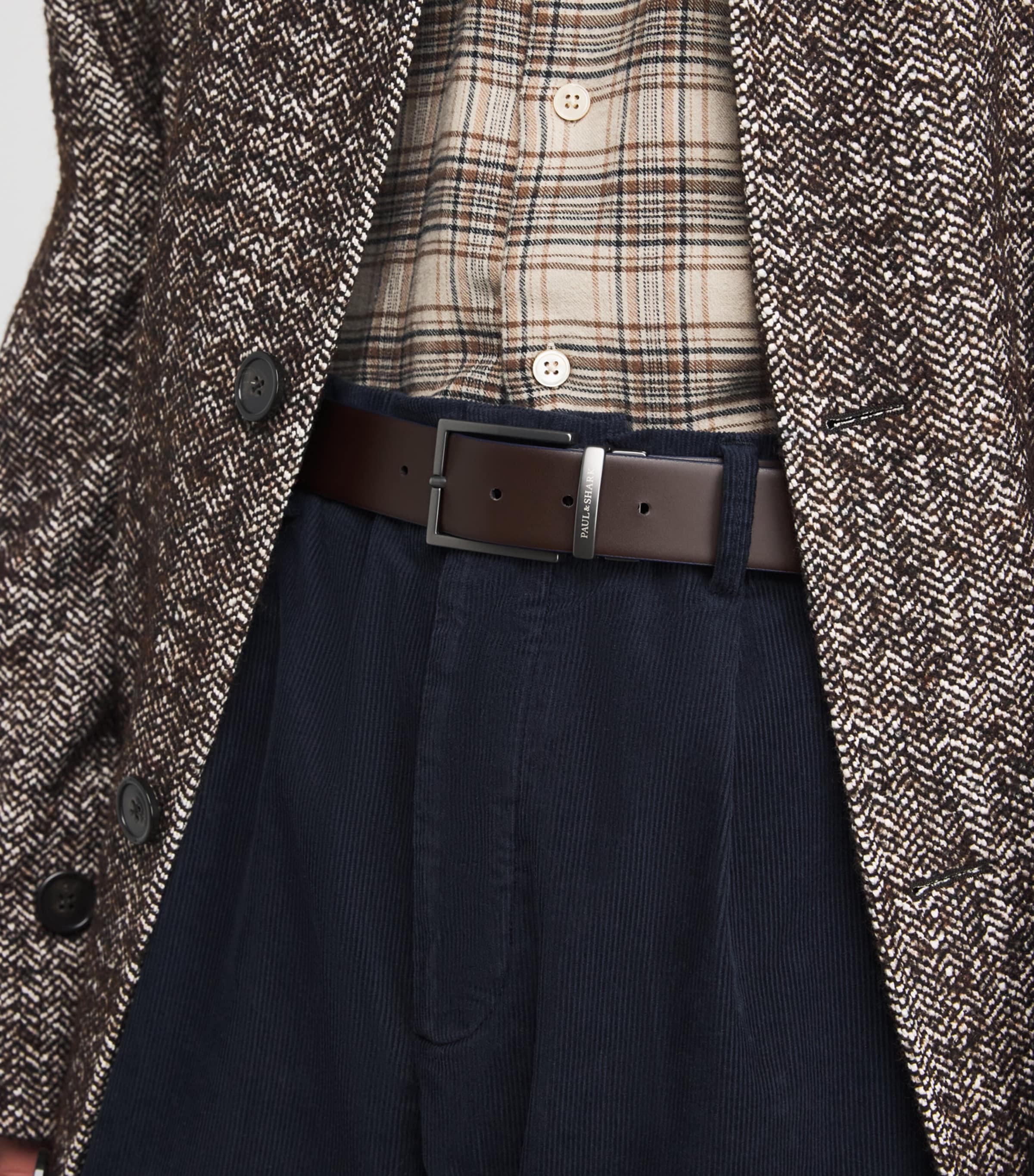 Paul & Shark Leather Reversible Belt Brown Image 2
