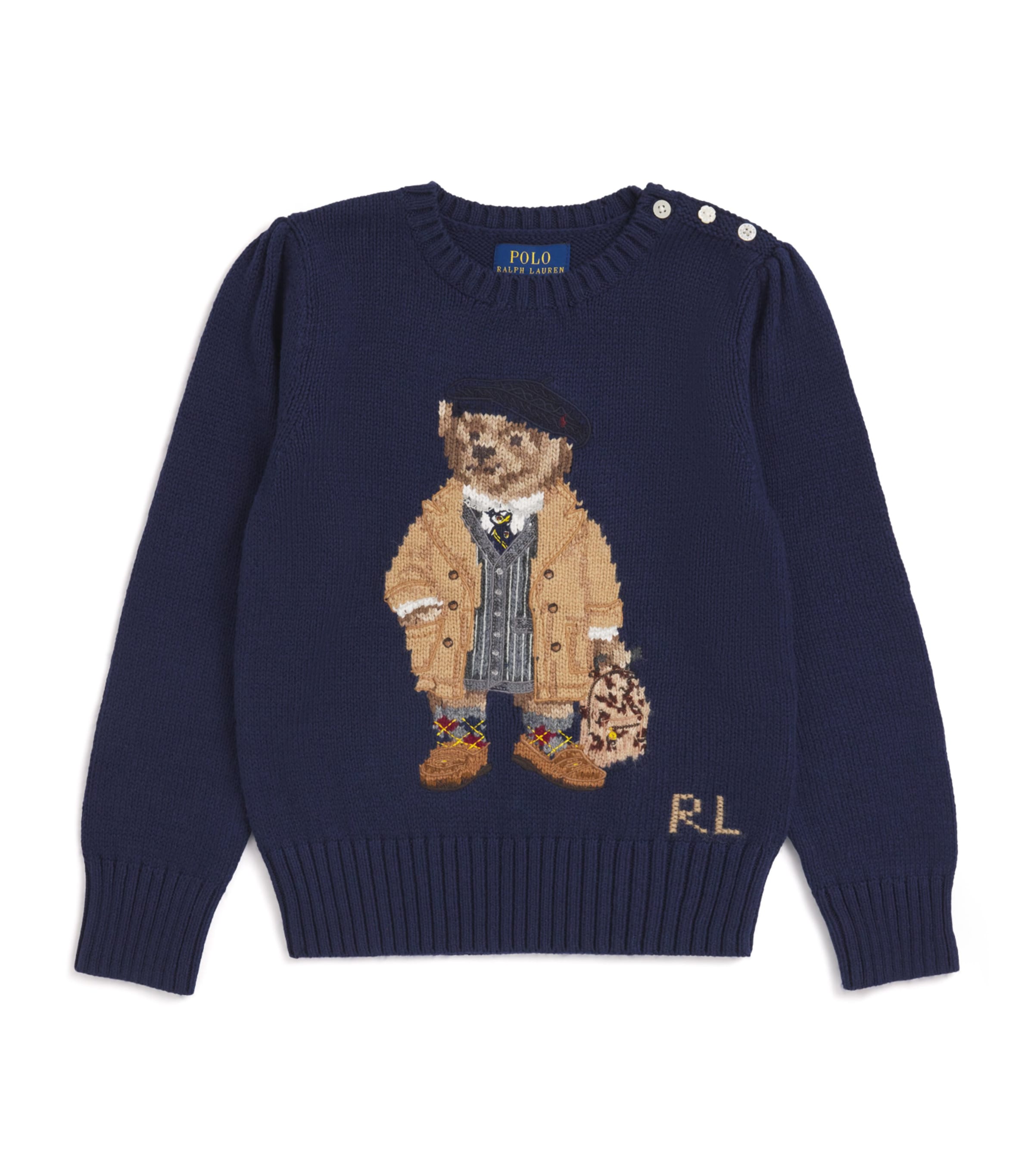 Ralph Lauren Kids Womens Polo Bear Sweater (7-14 Years) Navy Image 1