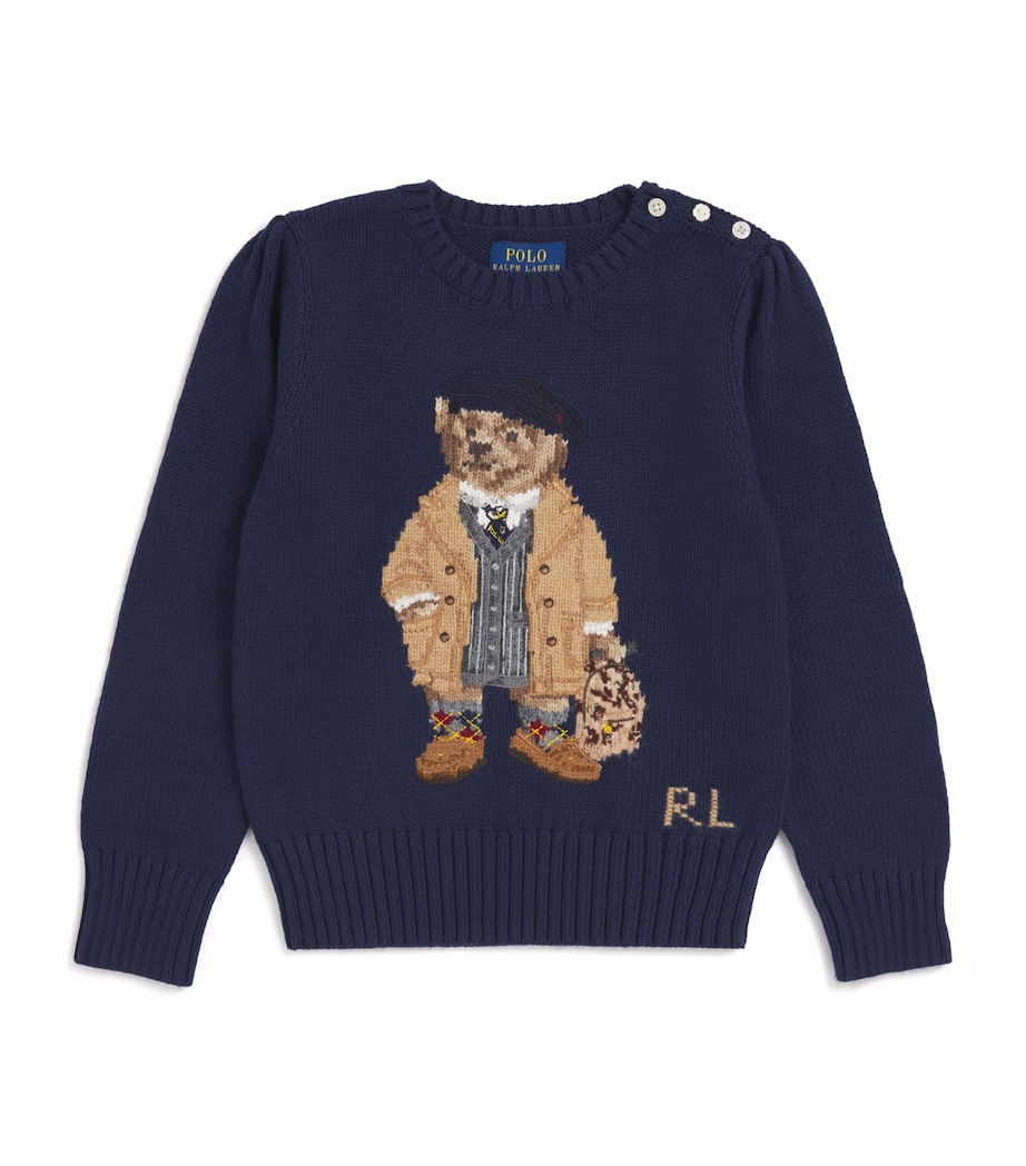 Ralph Lauren Kids Womens Polo Bear Sweater (7-14 Years) Navy Image 1