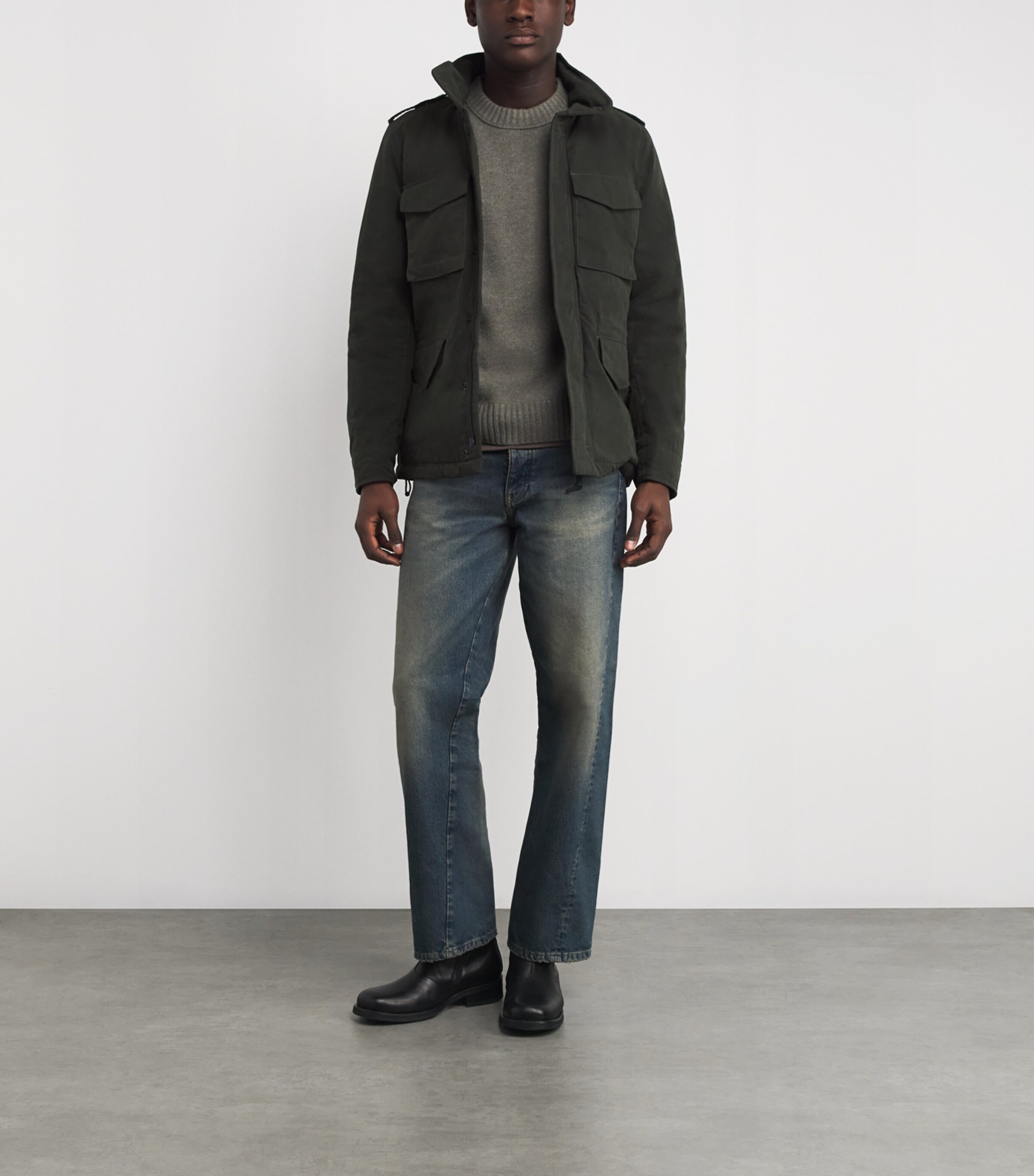 Aspesi Mens Canvas Water-Resistant Field Jacket Verdonegreen Image 2