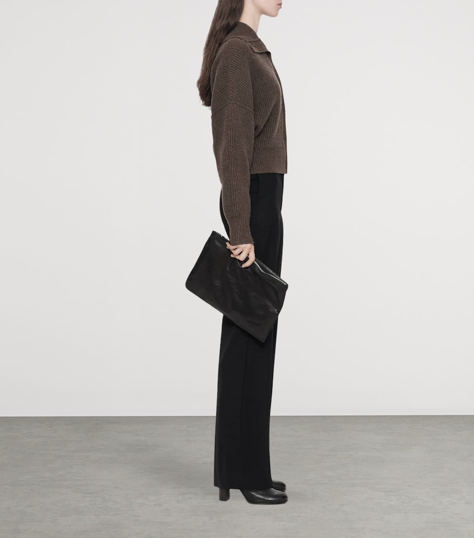 AllSaints Womens Wool Caron Collared Cardigan Mole Brown Image 6