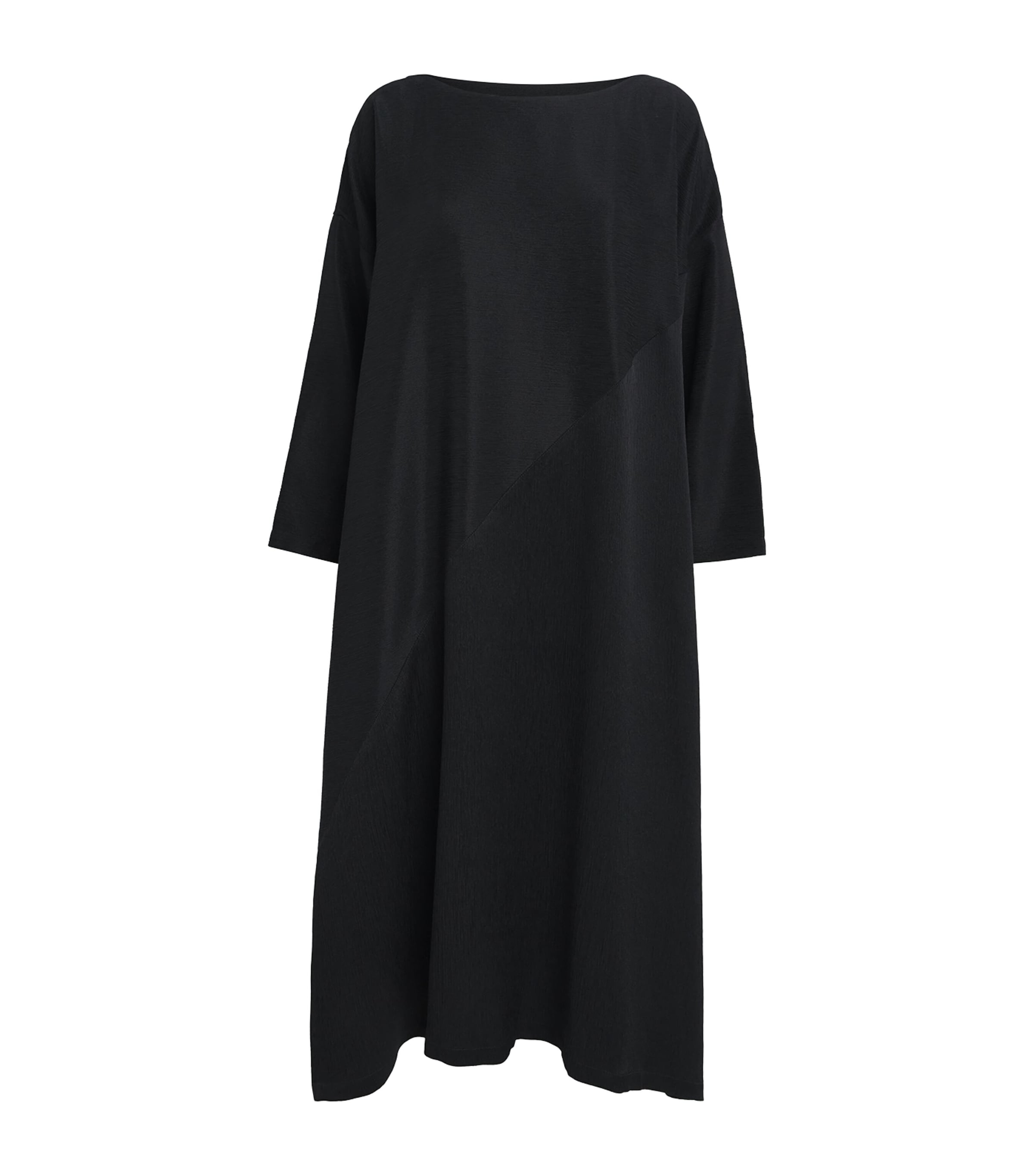 Silk Plissé Midi Dress BLACK Image 1