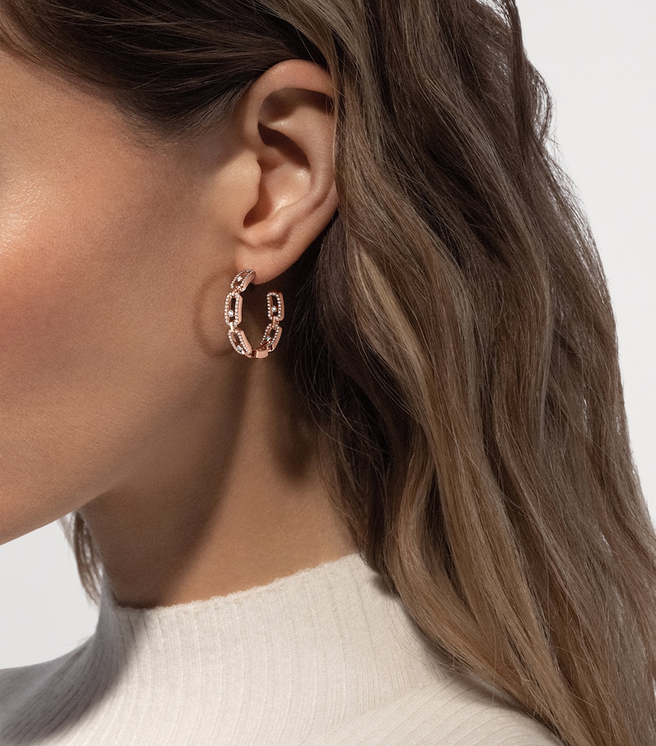 Messika Small Move Link Pink Gold and Diamond Hoop Earrings (0.86ct) Pink Gold Image 2