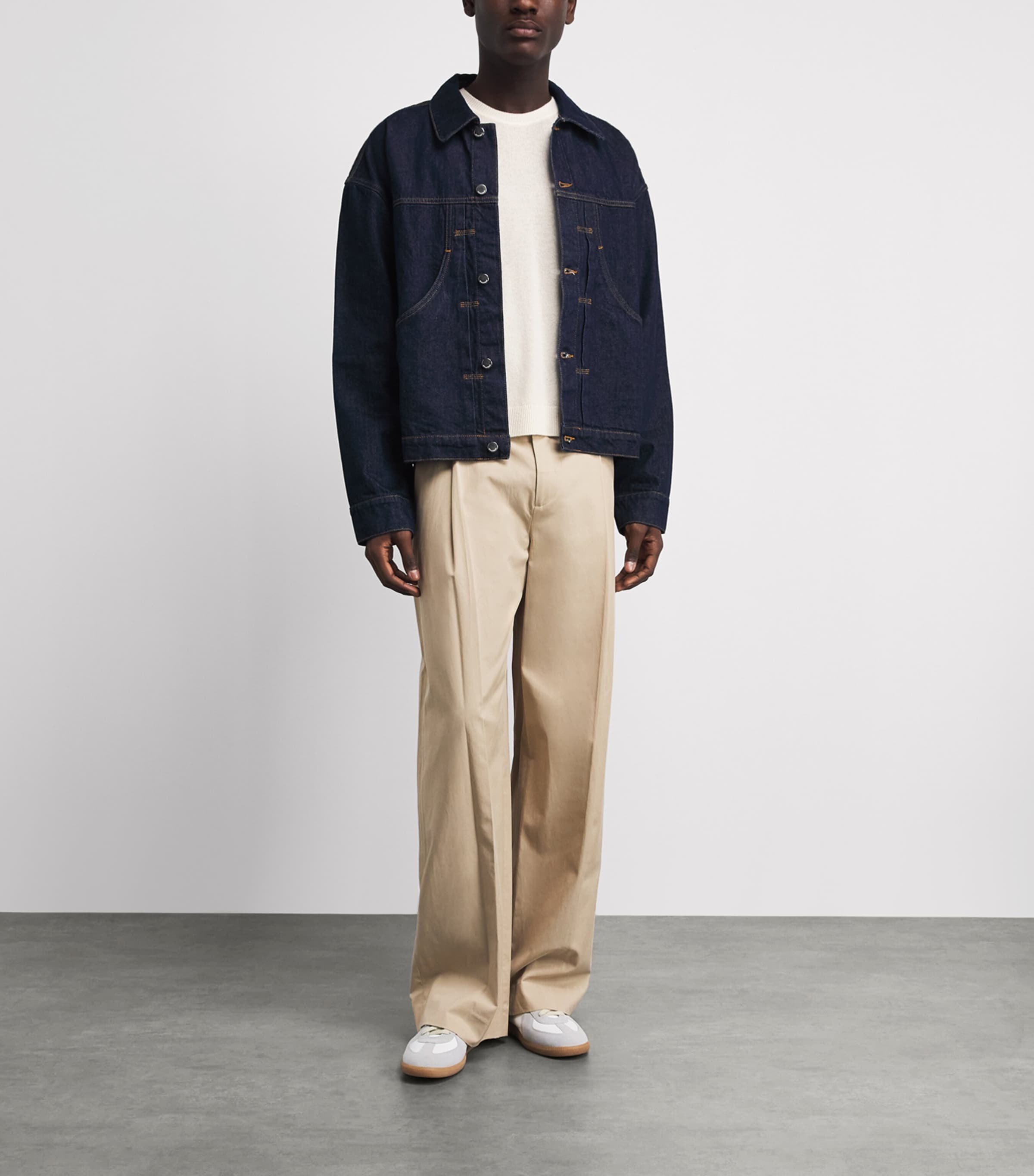 FRAME Mens Wool-Cashmere Crew-Neck Sweater Offwhite Image 2