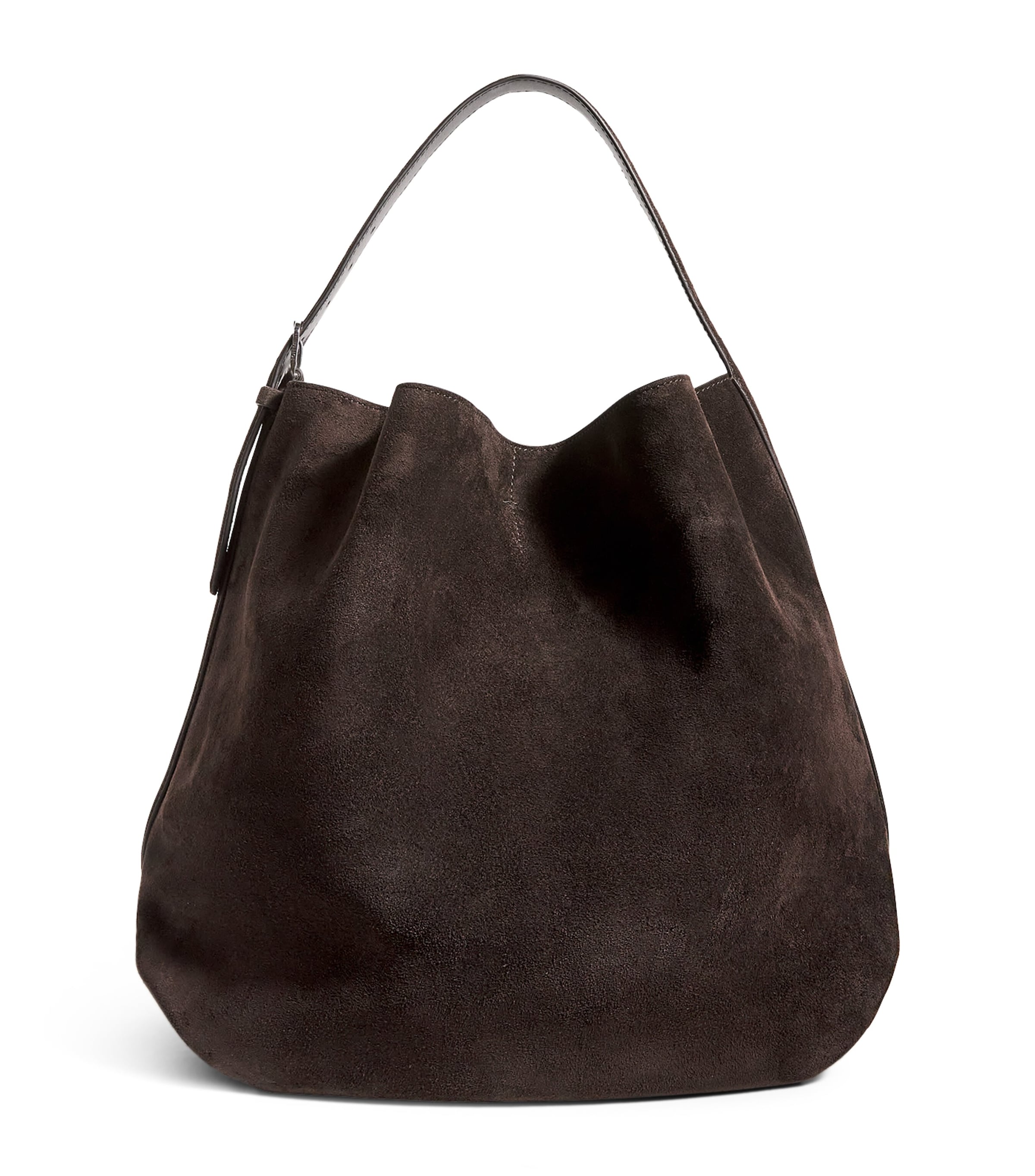 Totême Calfskin Suede Belted Tote Bag In Brown