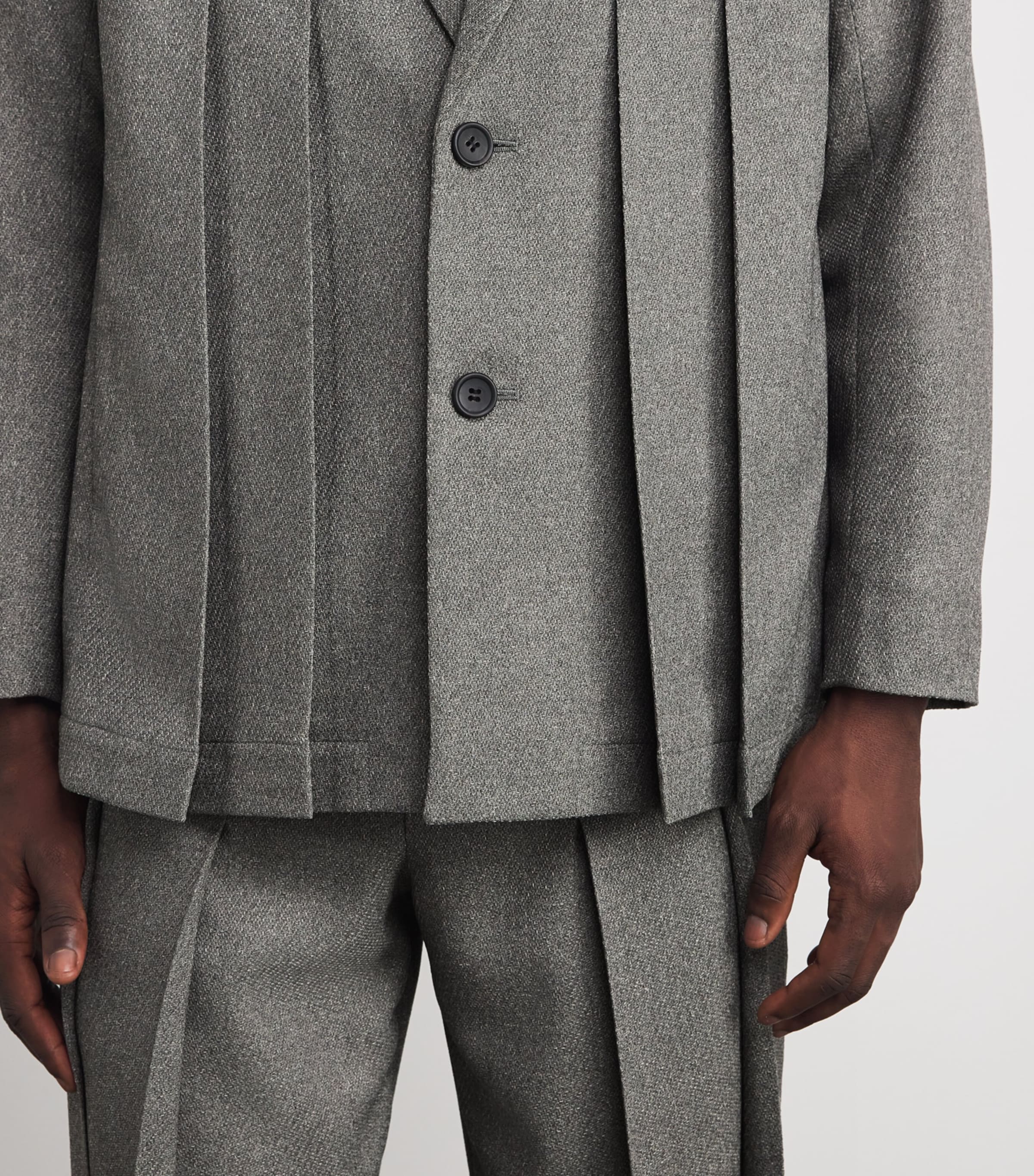 Tweed Pleated Blazer 12-GRAY Image 6