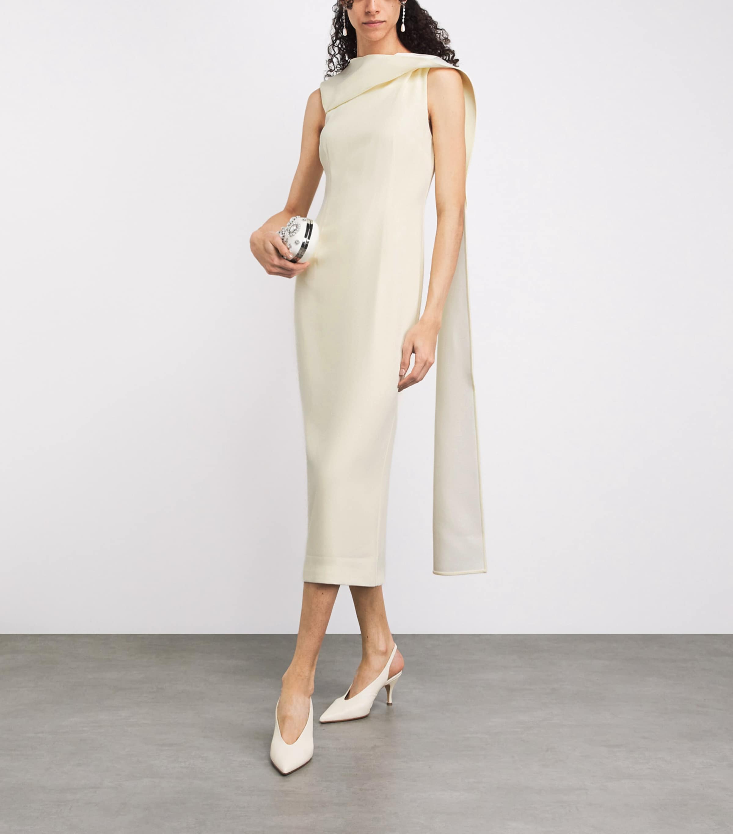 white christmas dresses Roland Mouret Halter-Neck Sheath Dress Cream Woven Cotton & Crepe Size US 4 main image 1
