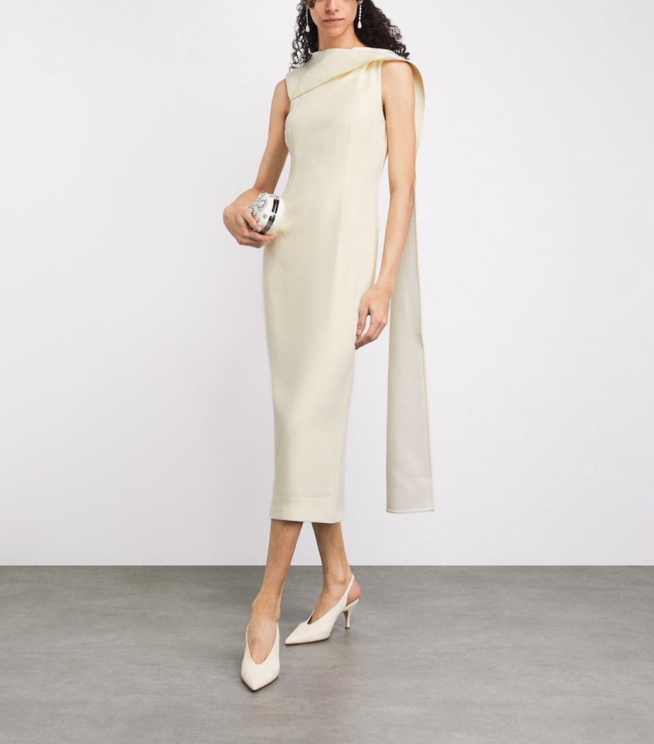 Roland Mouret Womens Satin Crepe Sash Midi Dress Yellow Image 2