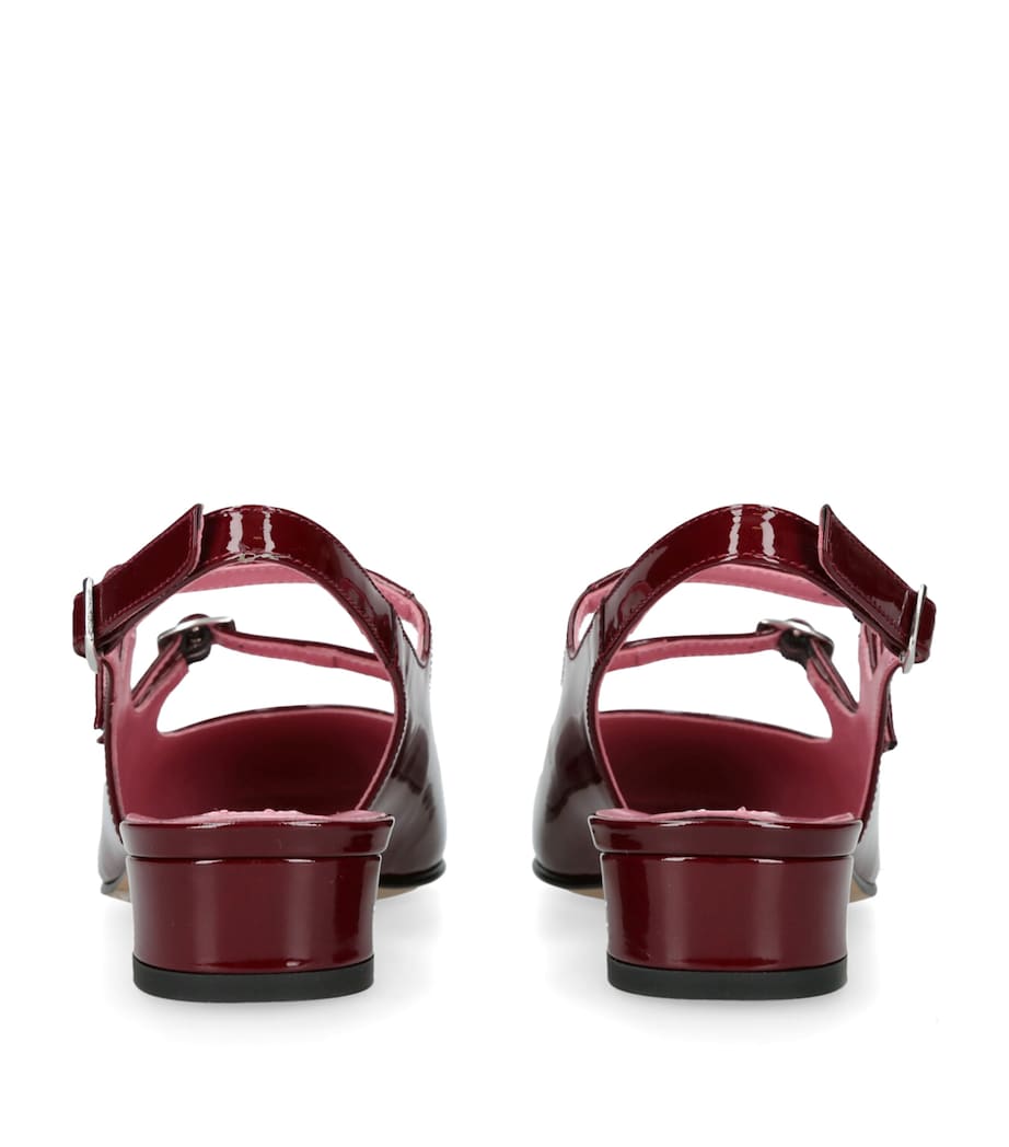 Carel Patent Leather Peche Slingback Pumps Wine Image 2