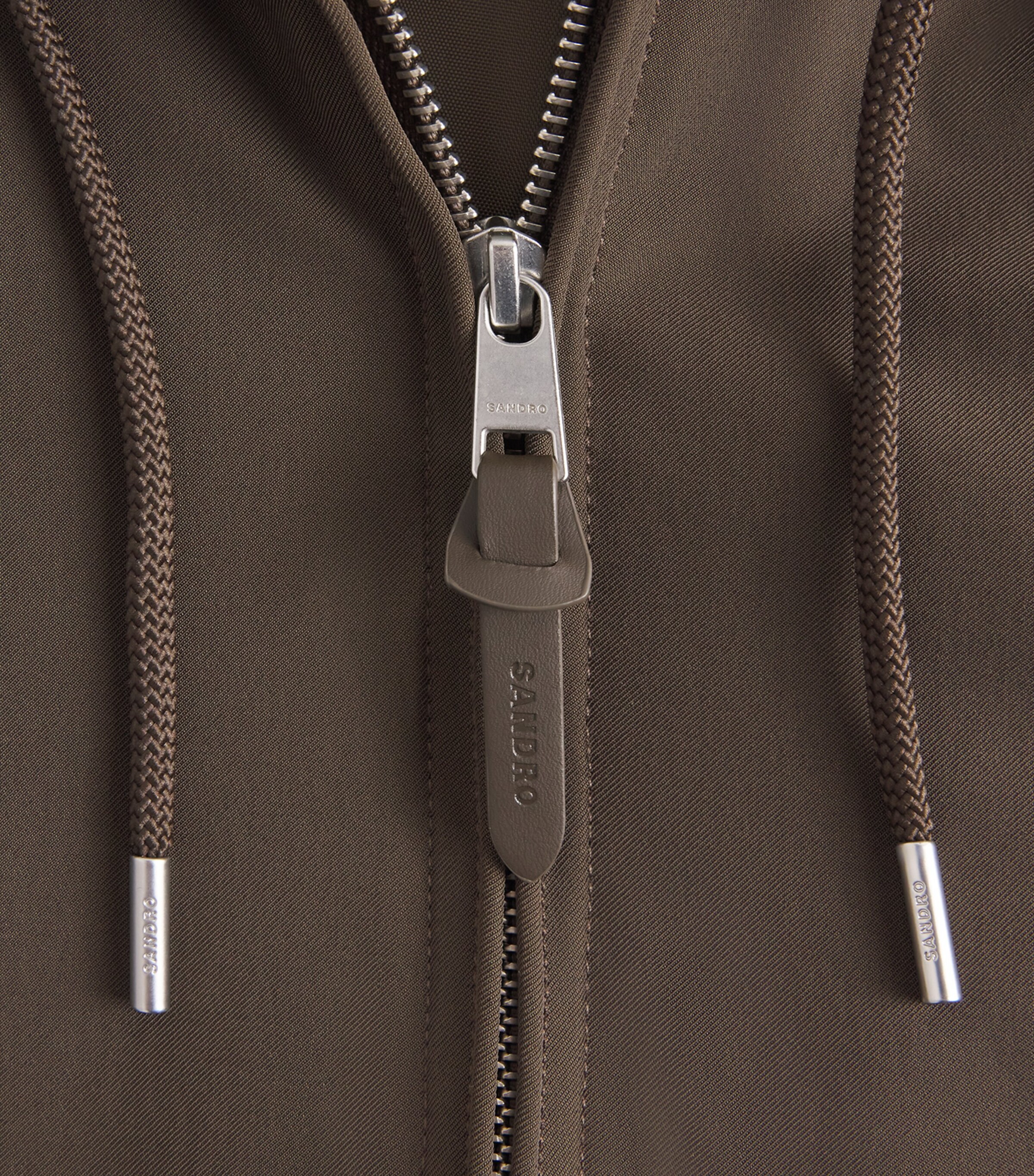 Sandro Paris Mens Padded Hooded Jacket Taupe / Kaki Image 6