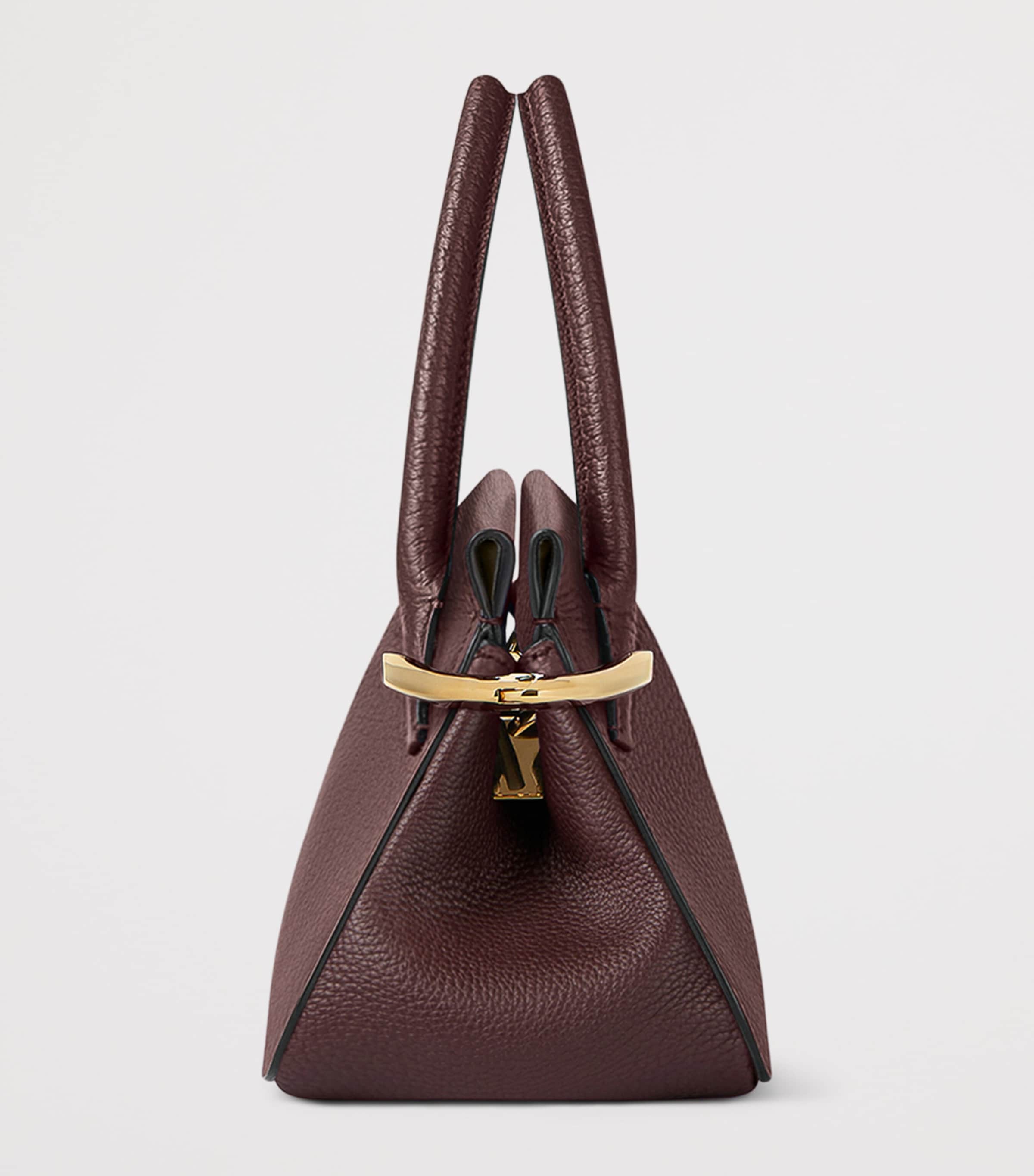 Mini Leather Pinch Top-Handle Bag EBONY BROWN Image 3