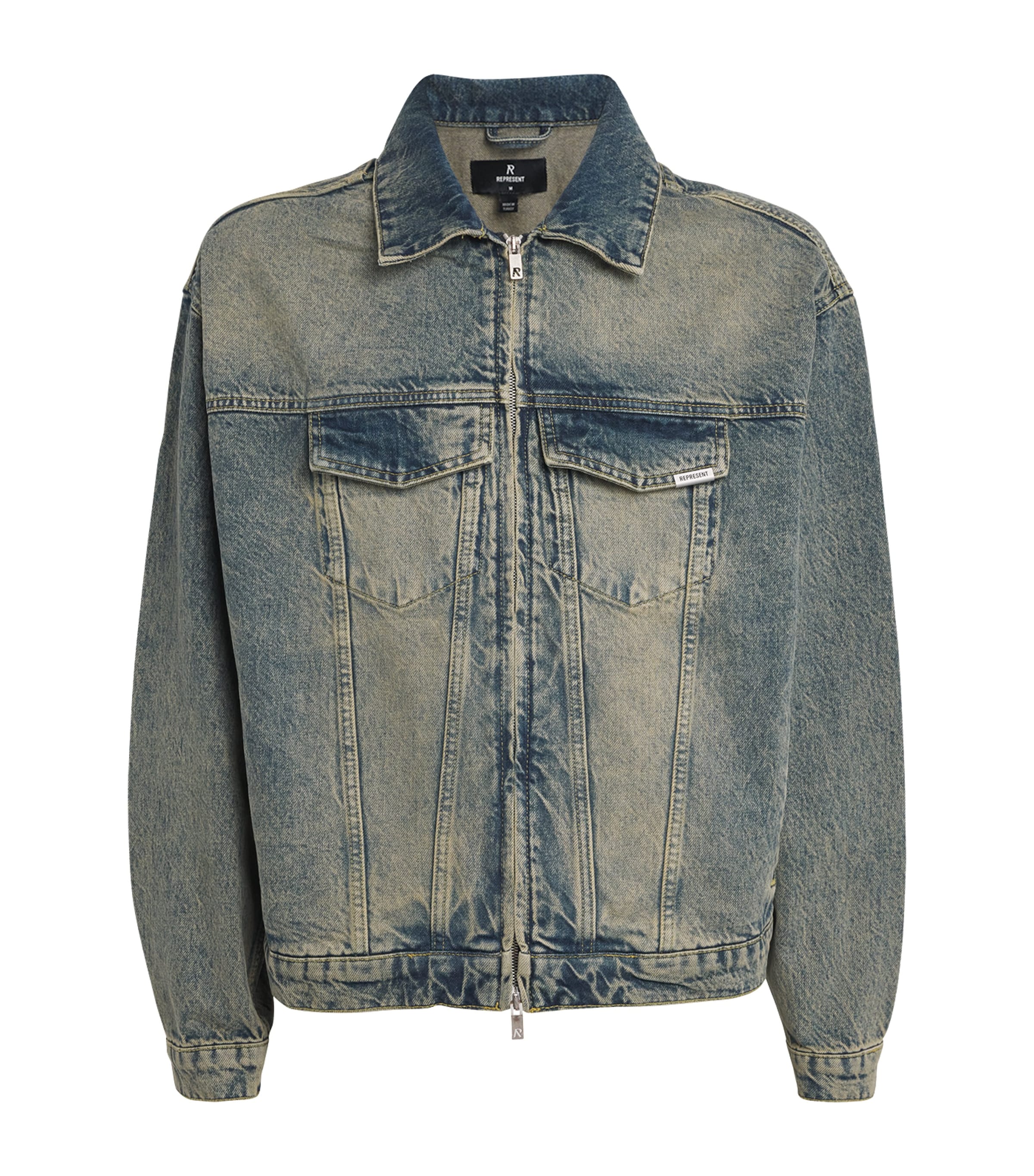 Represent R4 Washed-denim Jacket In Blue