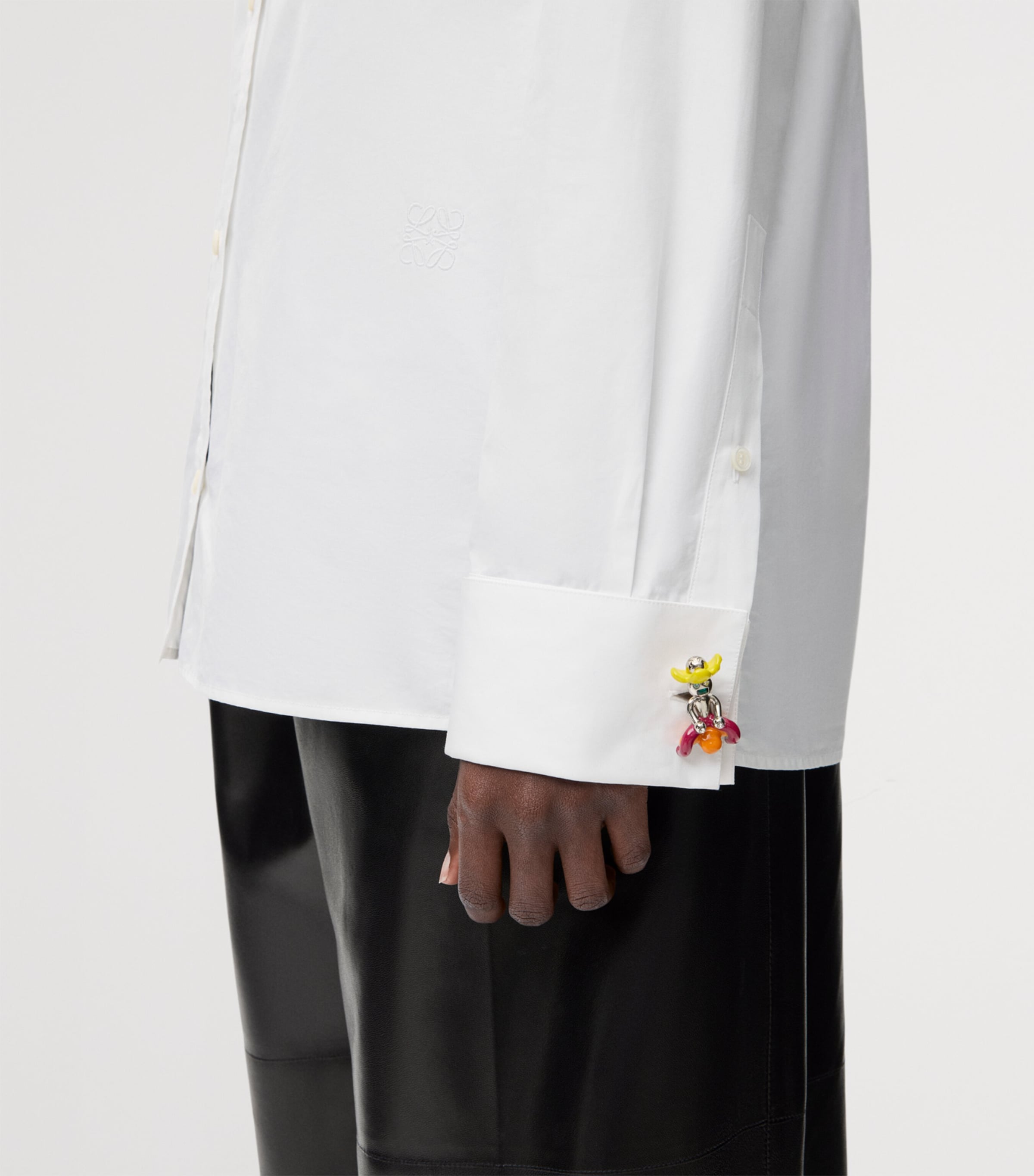 Cotton Cufflink-Detail Shirt WHITE Image 5