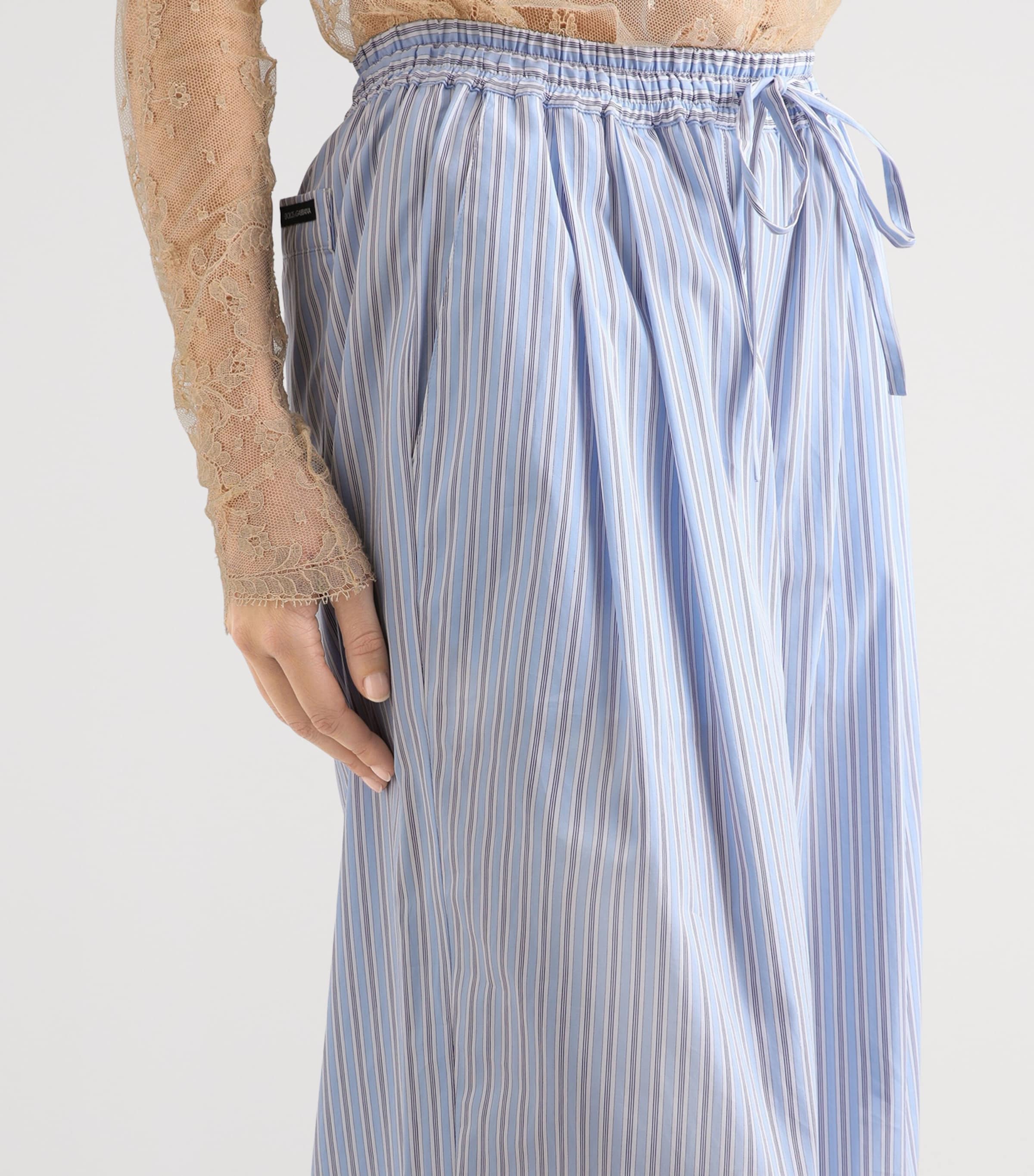 Dolce&Gabbana Womens Cotton-Silk Stripe Trousers Stri Image 6
