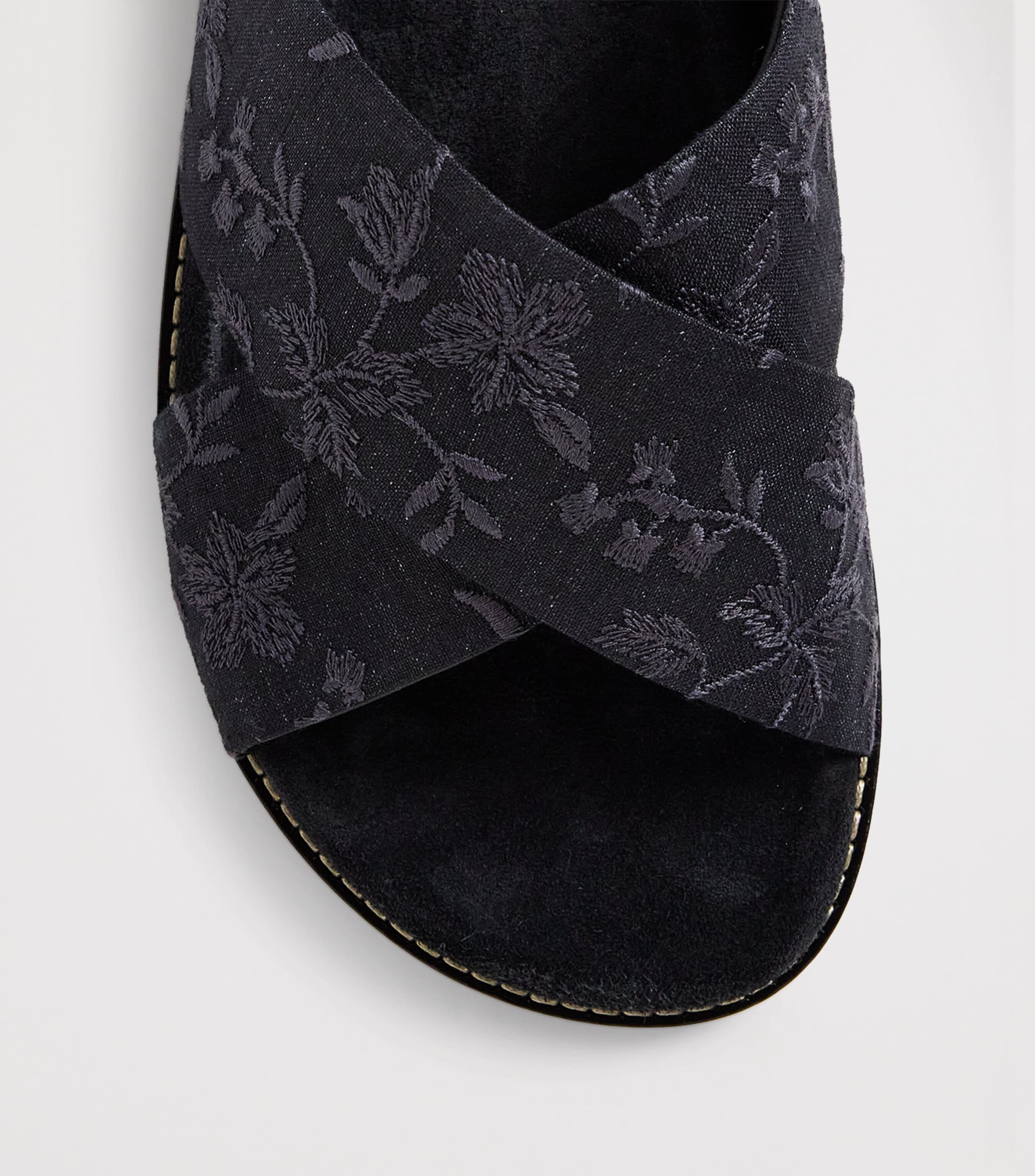 Eleventy Embroidered Crossover Slides Nero Image 5