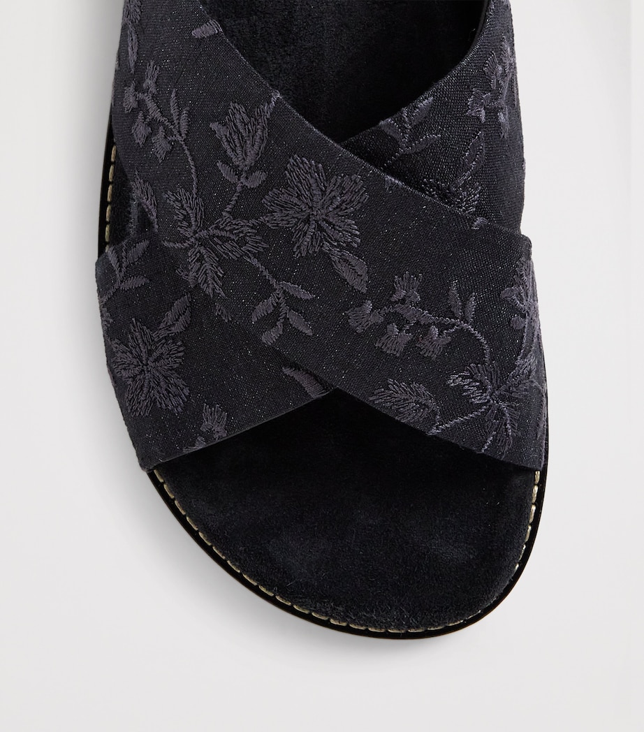 Eleventy Embroidered Crossover Slides Nero Image 5