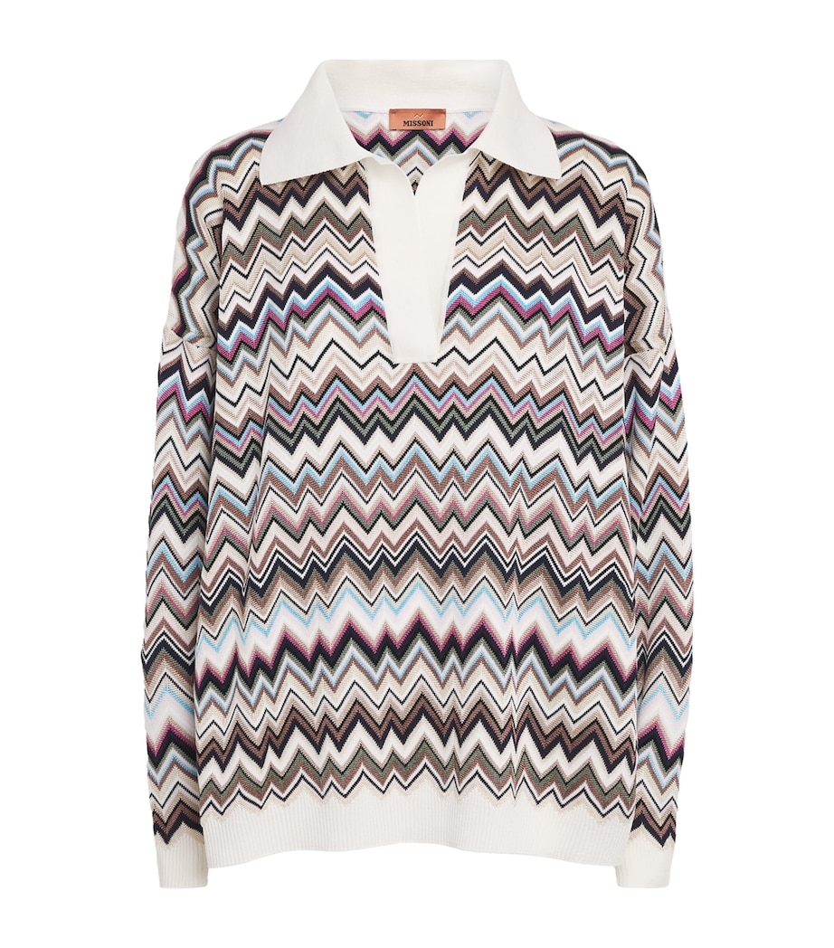 Missoni Womens Chevron Polo Shirt Smsplmtcl Bl,fsa,ntl Image 1